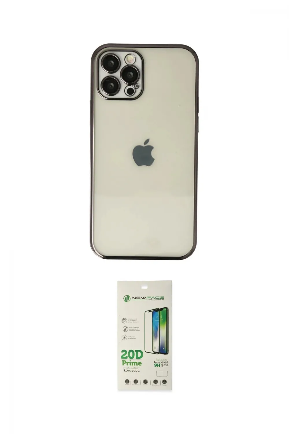 ieg™ iPhone 12 Pro Max Kılıf Vadi Minimal - Siyah 20D Premium Cam Ekran Koruyucu