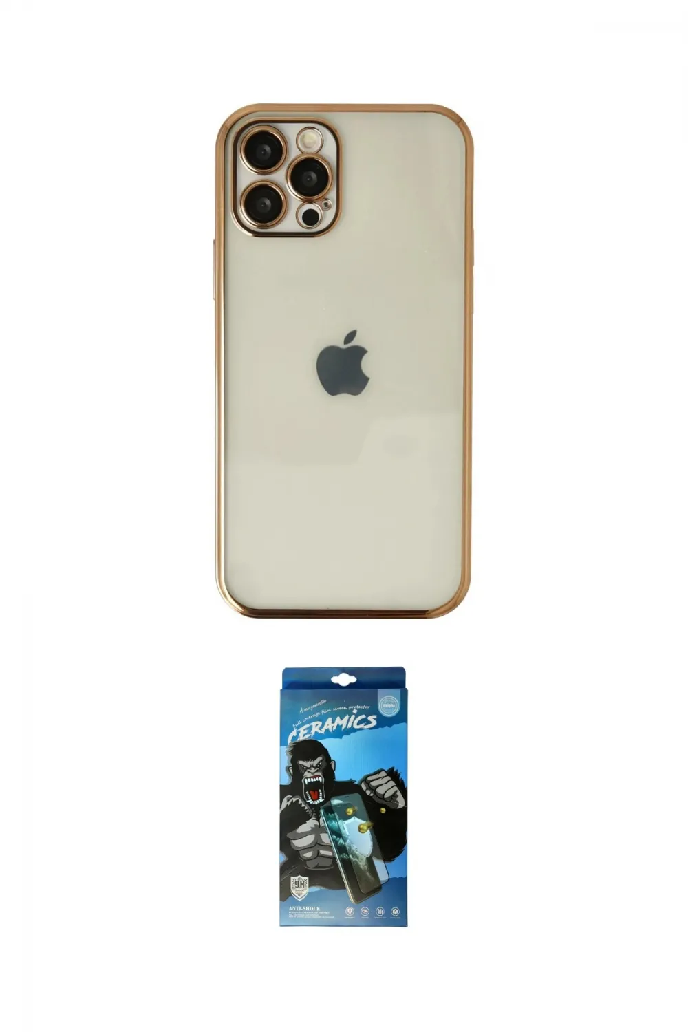 ieg™ iPhone 12 Pro Max Kılıf Vadi Minimal - Siyah 34D Izgaralı Cam