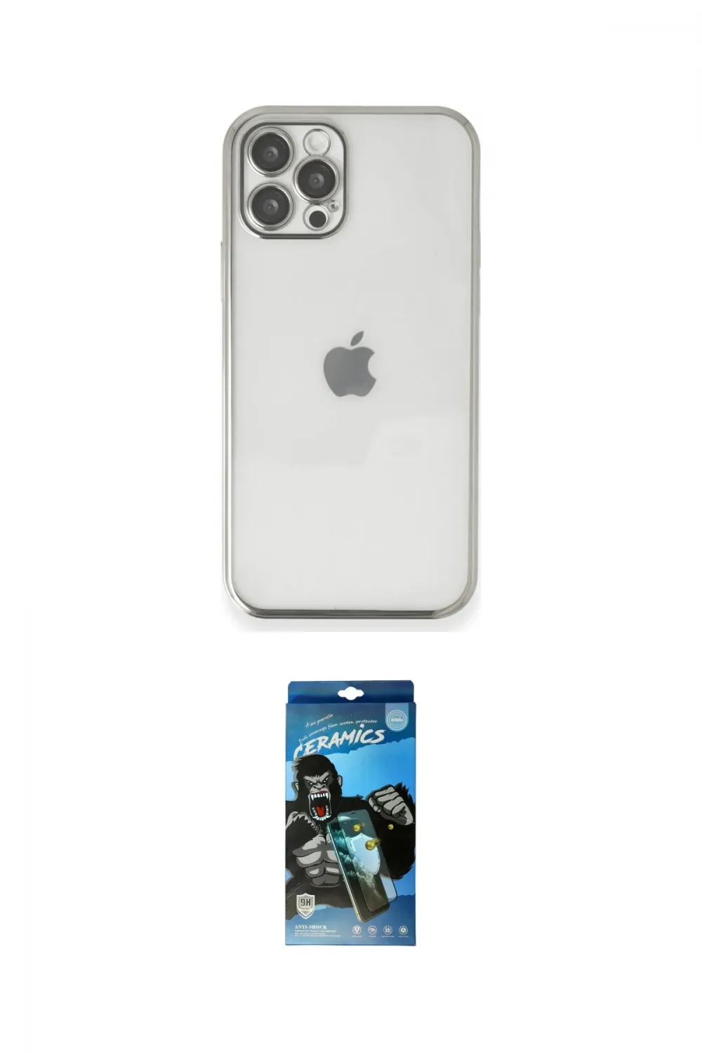 ieg™ iPhone 12 Pro Max Kılıf Vadi Minimal - Siyah 34D Izgaralı Cam