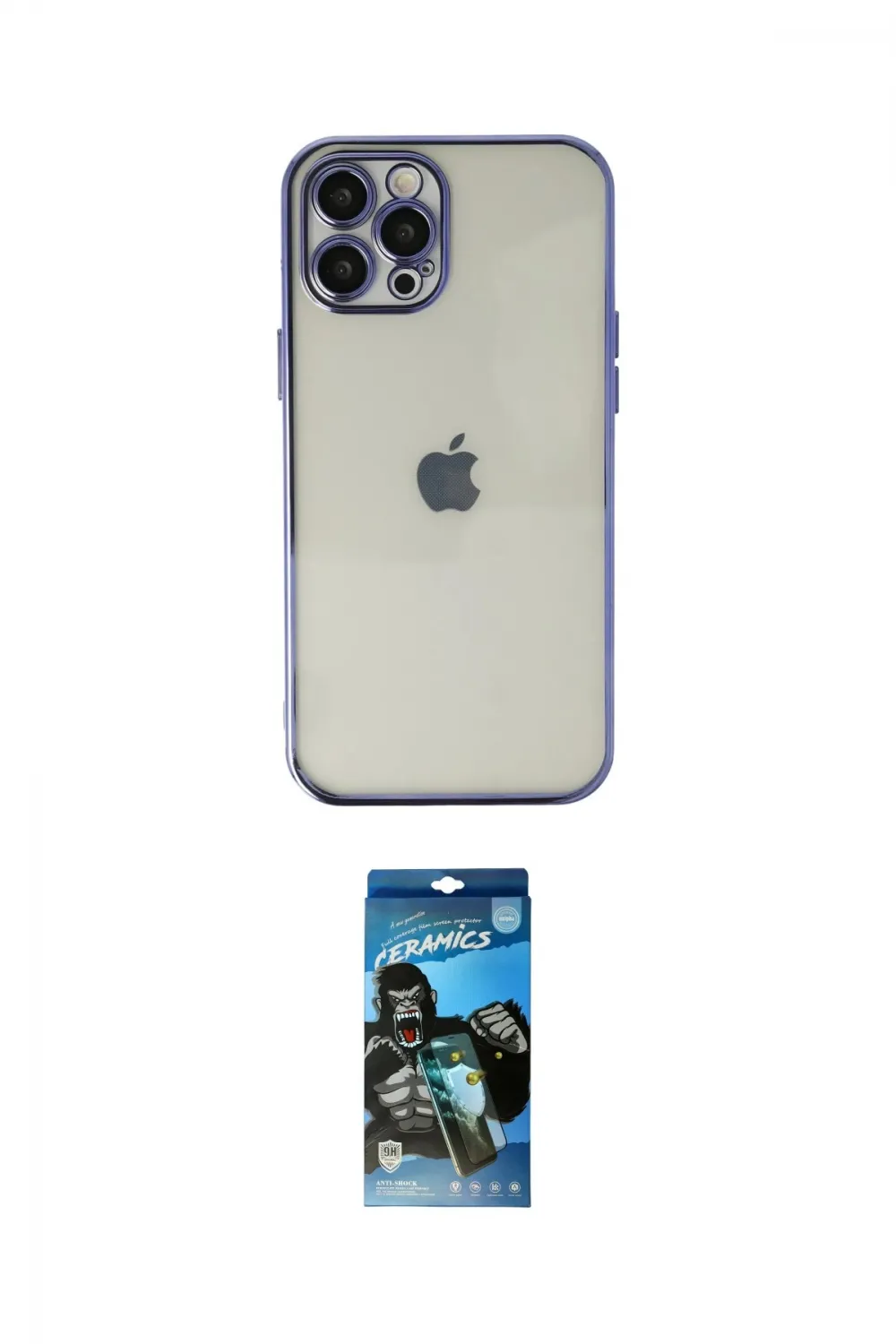ieg™ iPhone 12 Pro Max Kılıf Vadi Minimal - Siyah 34D Izgaralı Cam