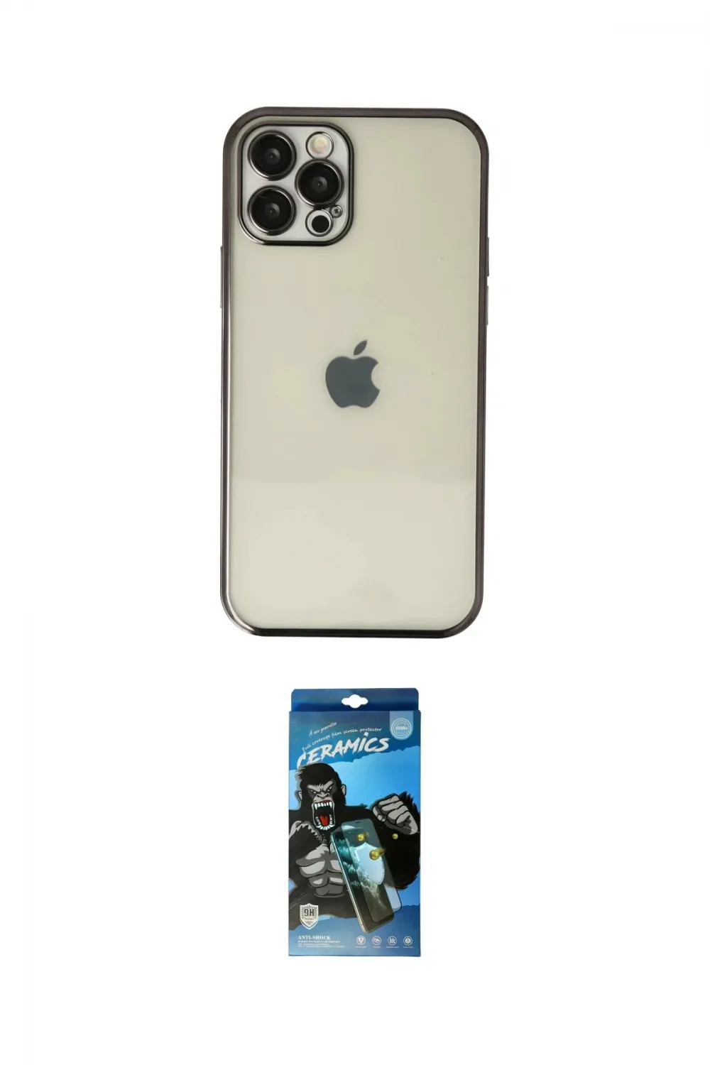 ieg™ iPhone 12 Pro Max Kılıf Vadi Minimal - Siyah 34D Izgaralı Cam