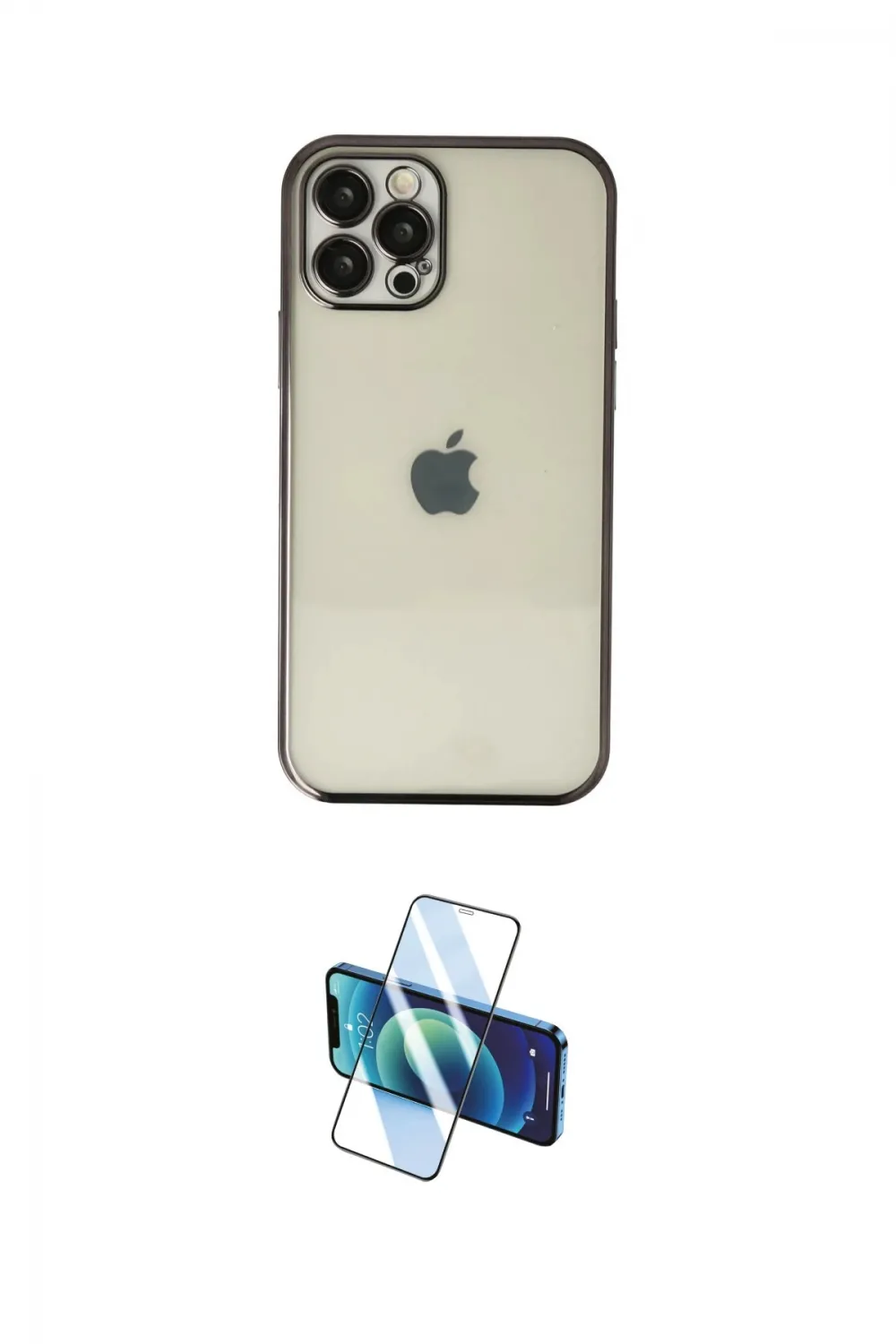 ieg™ iPhone 12 Pro Max Kılıf Vadi Minimal - Siyah 3D Antistatik Seramik Nano Ekran Koruyucu