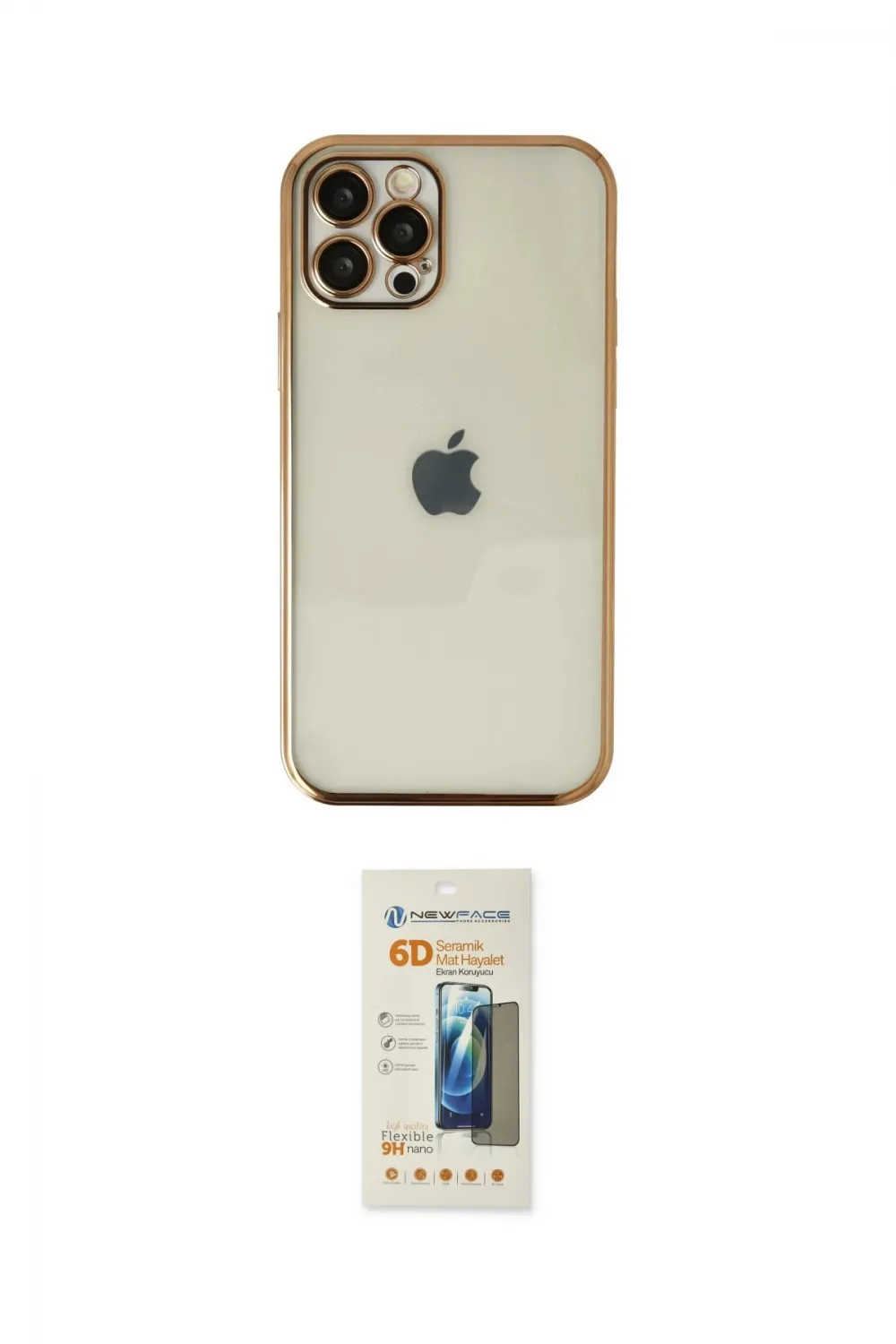 ieg™ iPhone 12 Pro Max Kılıf Vadi Minimal - Siyah 6D Mat Seramik Hayalet Nano Ekran Koruyucu