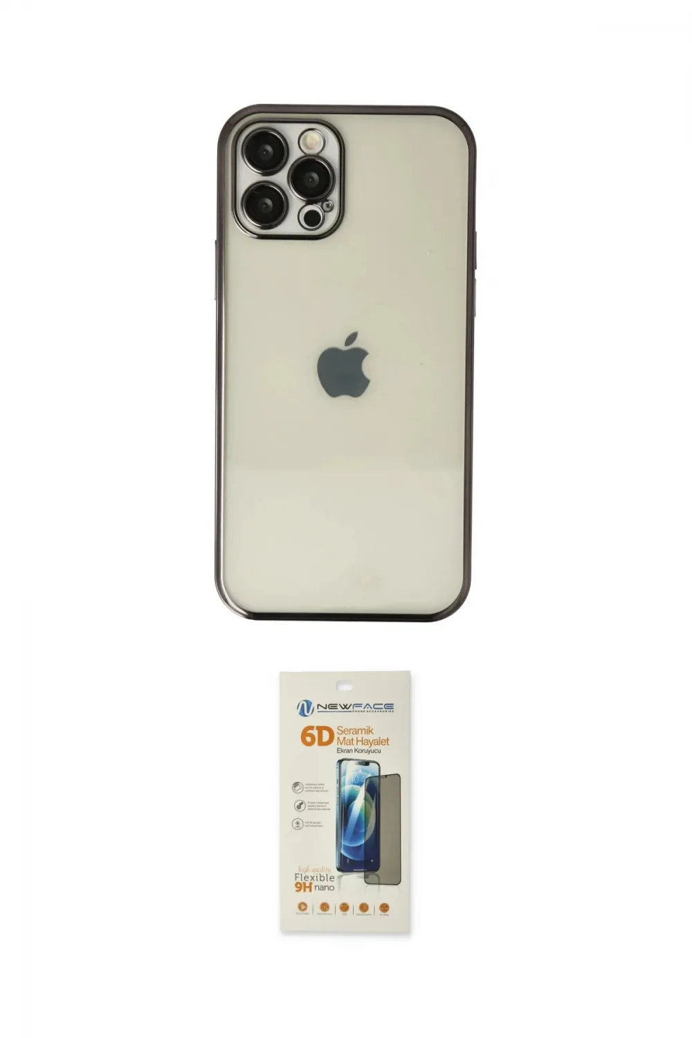 ieg™ iPhone 12 Pro Max Kılıf Vadi Minimal - Siyah 6D Mat Seramik Hayalet Nano Ekran Koruyucu