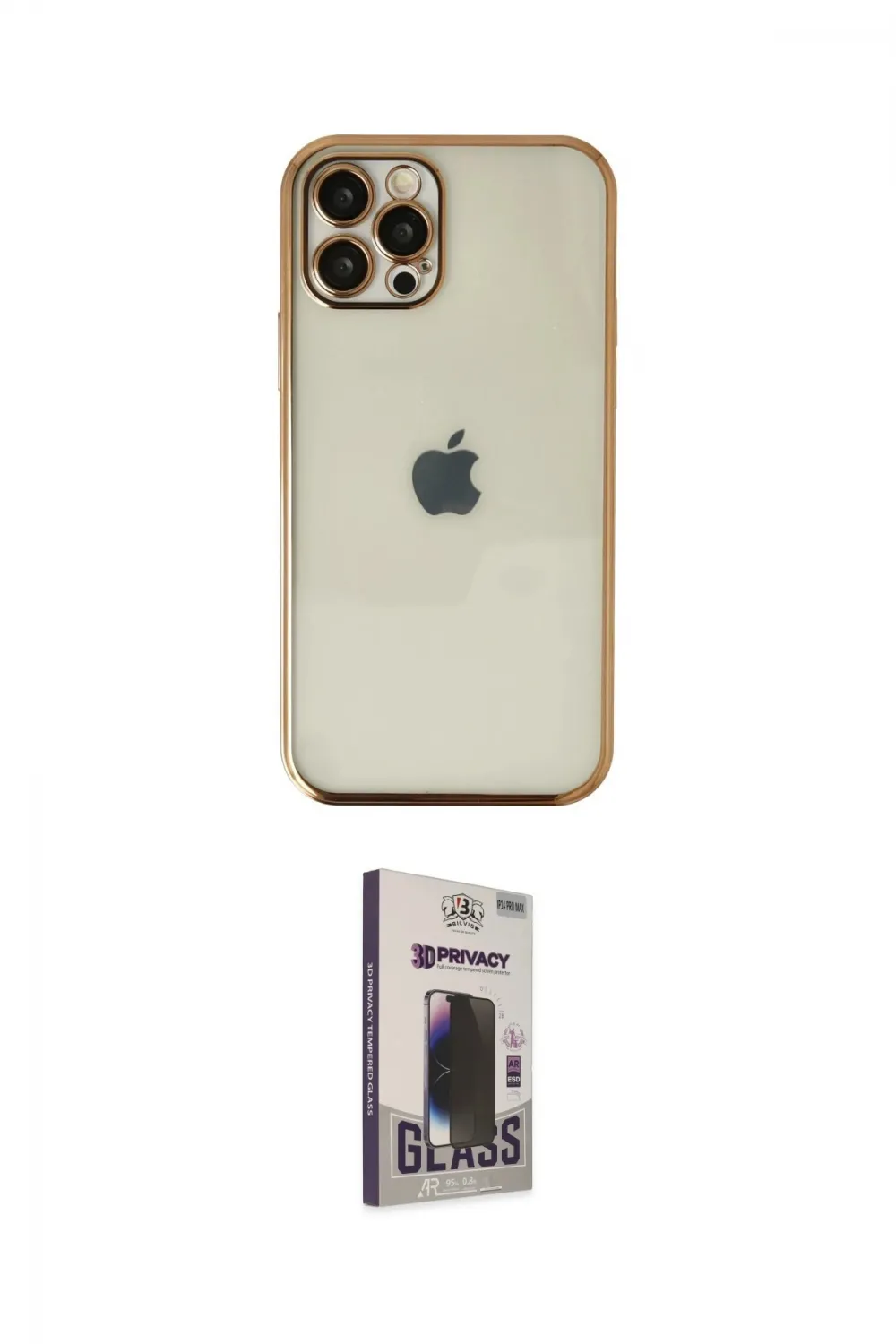 ieg™ iPhone 12 Pro Max Kılıf Vadi Minimal - Siyah Bilvis Hayalet Cam Ekran Koruyucu