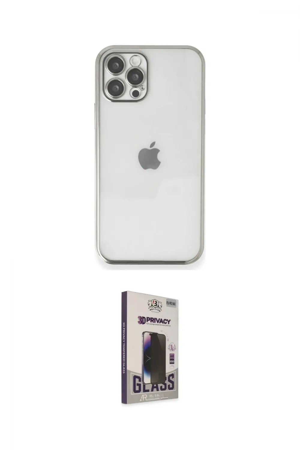 ieg™ iPhone 12 Pro Max Kılıf Vadi Minimal - Siyah Bilvis Hayalet Cam Ekran Koruyucu