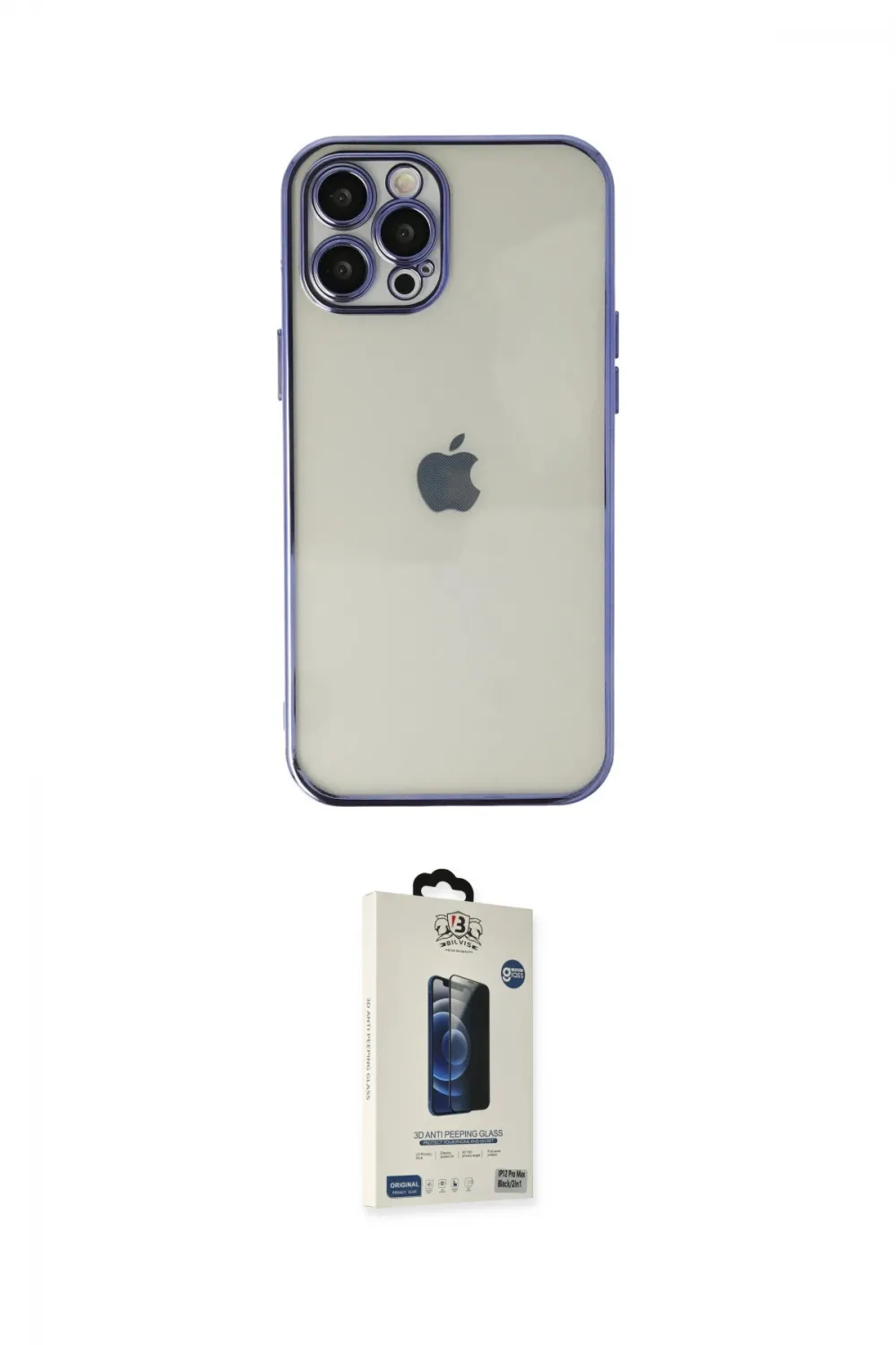 ieg™ iPhone 12 Pro Max Kılıf Vadi Minimal - Siyah Bilvis Hayalet Cam Ekran Koruyucu