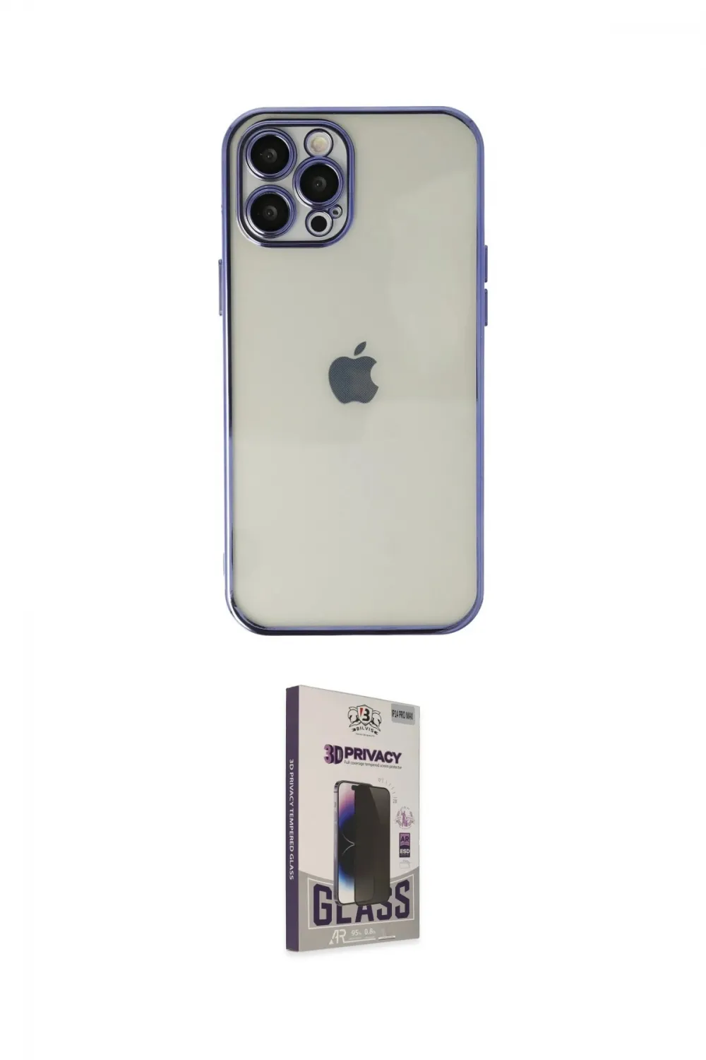 ieg™ iPhone 12 Pro Max Kılıf Vadi Minimal - Siyah Bilvis Hayalet Cam Ekran Koruyucu