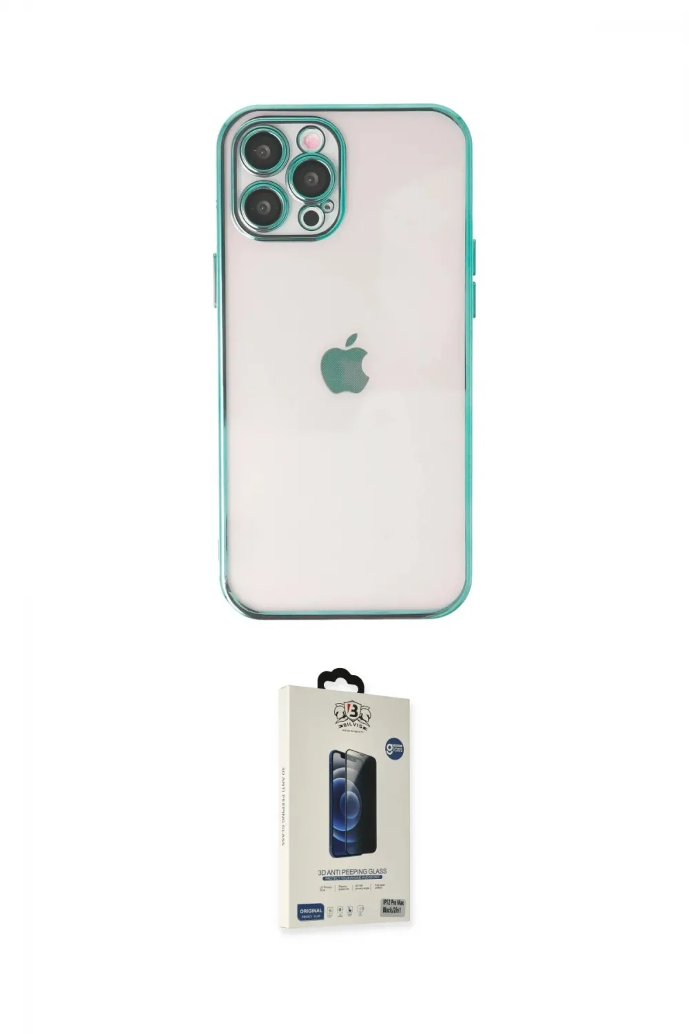 ieg™ iPhone 12 Pro Max Kılıf Vadi Minimal - Siyah Bilvis Hayalet Cam Ekran Koruyucu