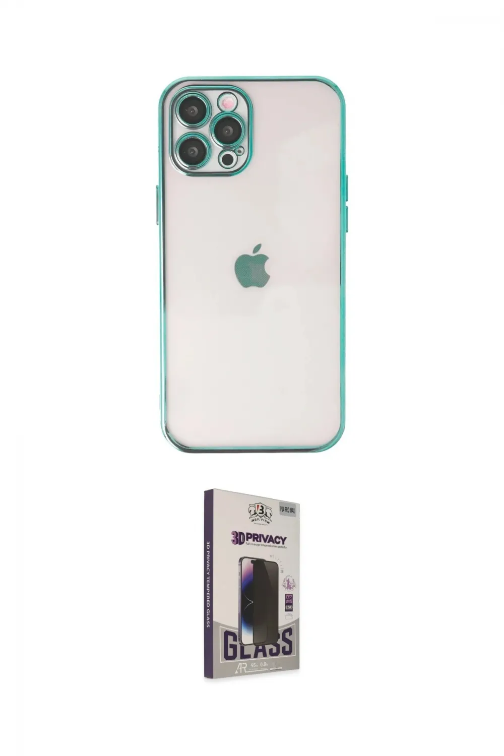 ieg™ iPhone 12 Pro Max Kılıf Vadi Minimal - Siyah Bilvis Hayalet Cam Ekran Koruyucu