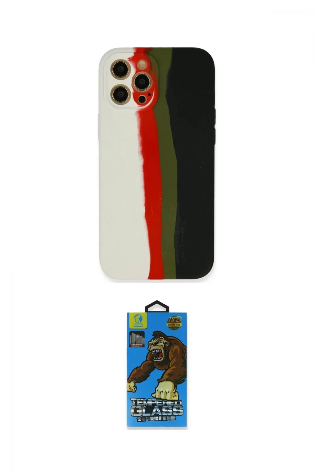 ieg™ iPhone 12 Pro Max Kılıf Yadigar Çizgi - Siyah 18D Cam Ekran Koruyucu