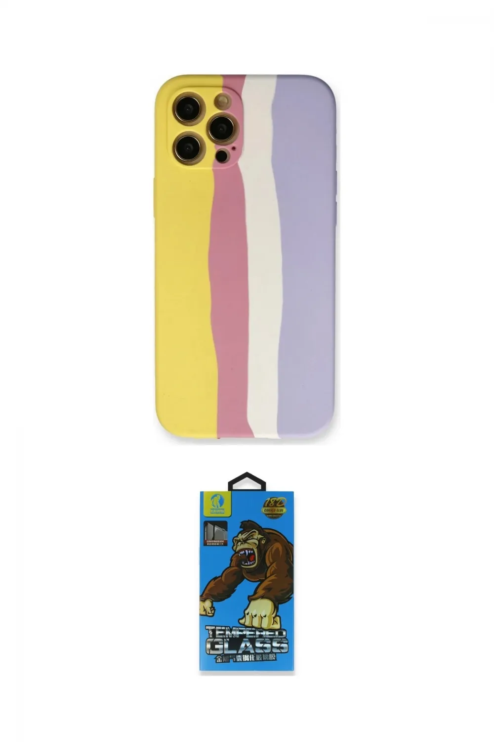 ieg™ iPhone 12 Pro Max Kılıf Yadigar Çizgi - Siyah 18D Cam Ekran Koruyucu