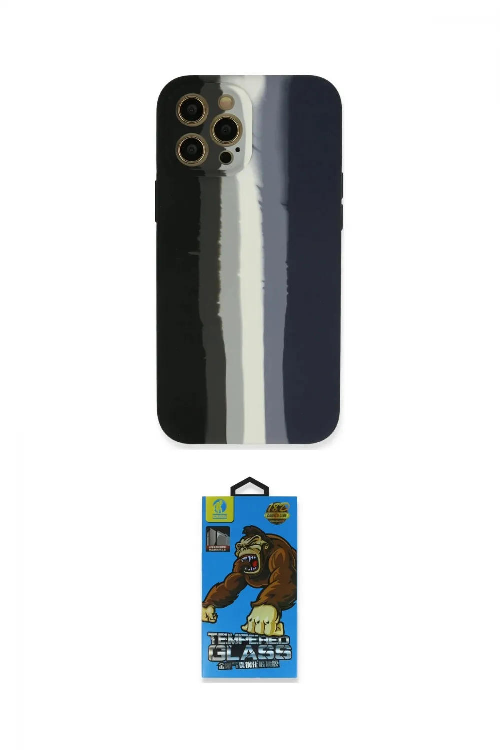 ieg™ iPhone 12 Pro Max Kılıf Yadigar Çizgi - Siyah 18D Cam Ekran Koruyucu