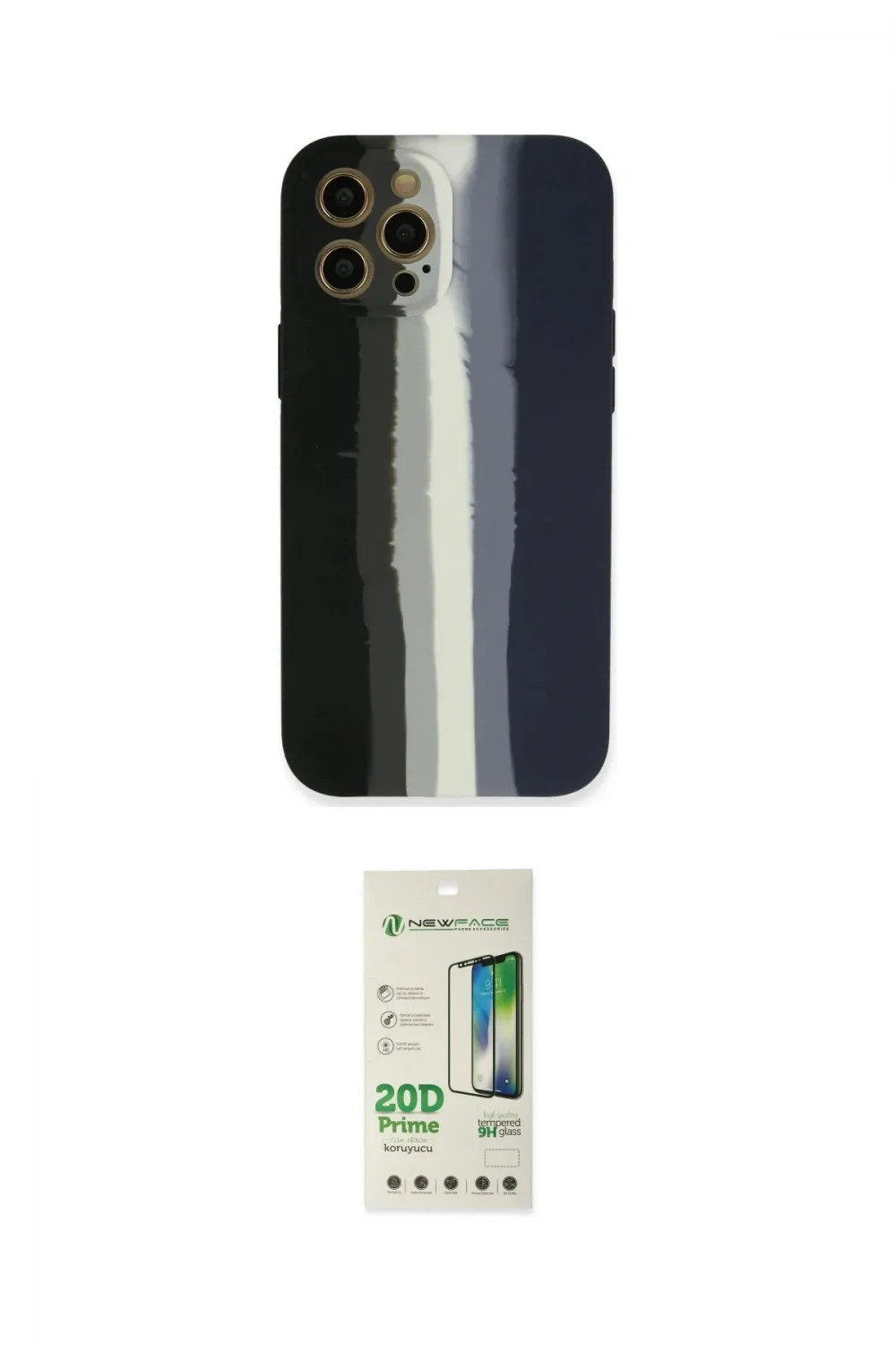 ieg™ iPhone 12 Pro Max Kılıf Yadigar Çizgi - Siyah 20D Premium Cam Ekran Koruyucu