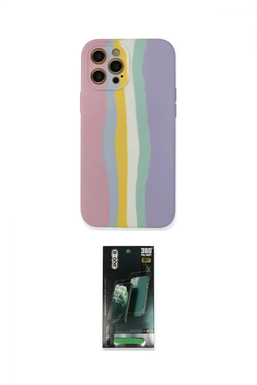 ieg™ iPhone 12 Pro Max Kılıf Yadigar Çizgi - Siyah 360 Mat Full Body Arka Koruyucu