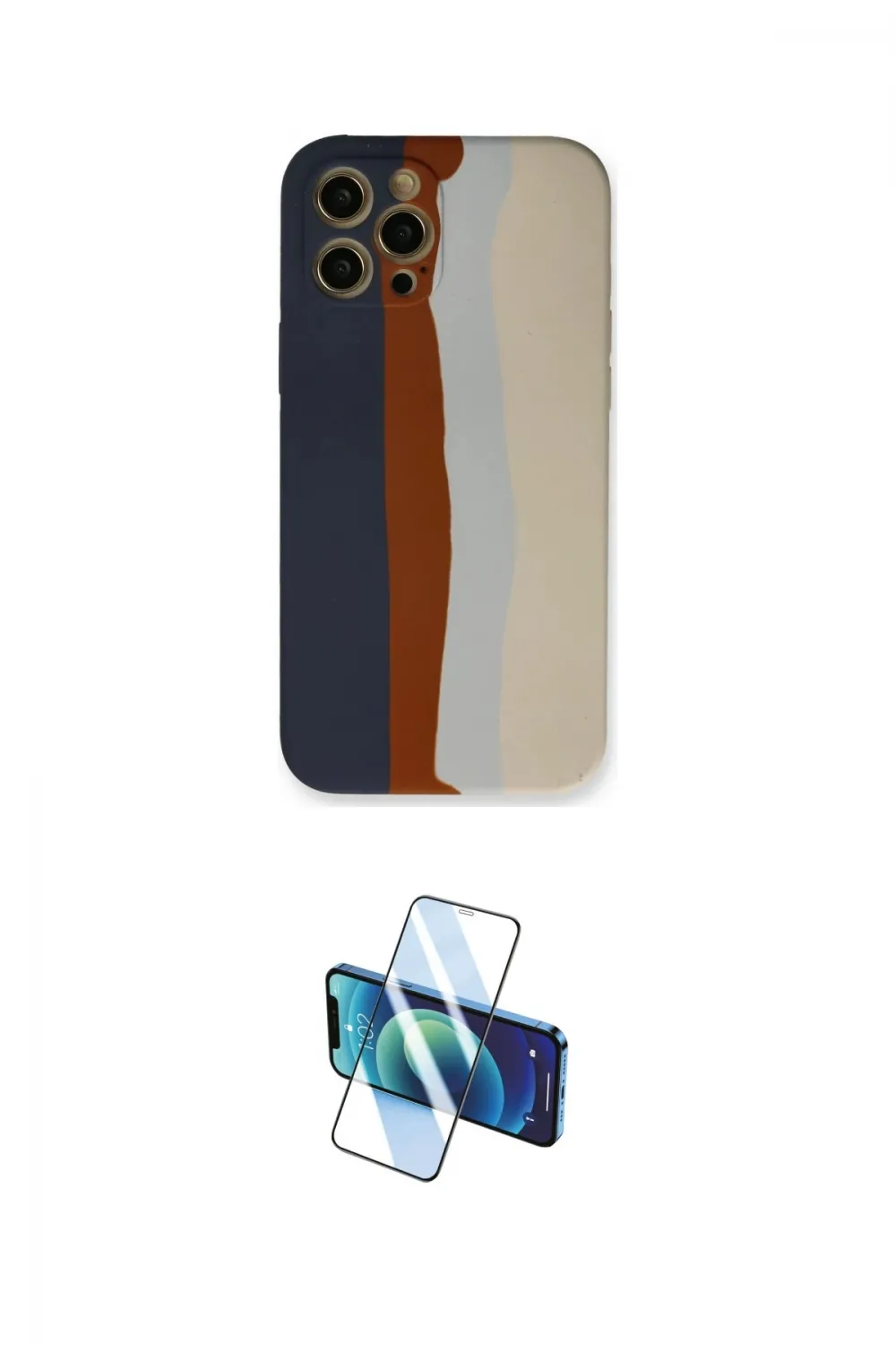 ieg™ iPhone 12 Pro Max Kılıf Yadigar Çizgi - Siyah 3D Antistatik Cam Ekran Koruyucu