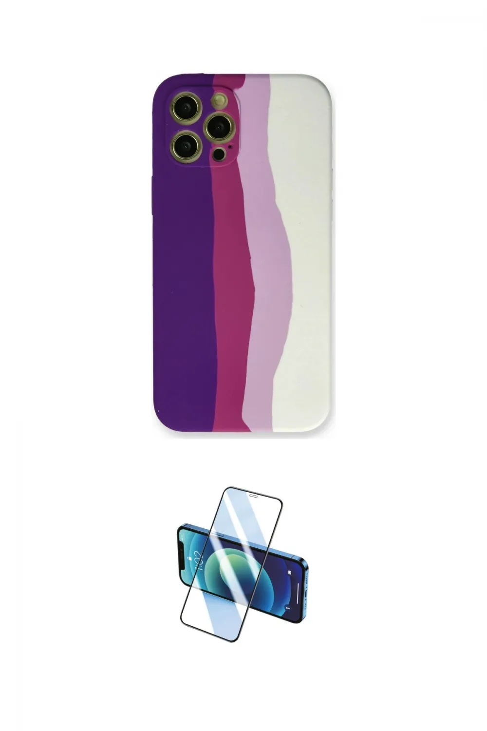ieg™ iPhone 12 Pro Max Kılıf Yadigar Çizgi - Siyah 3D Antistatik Cam Ekran Koruyucu