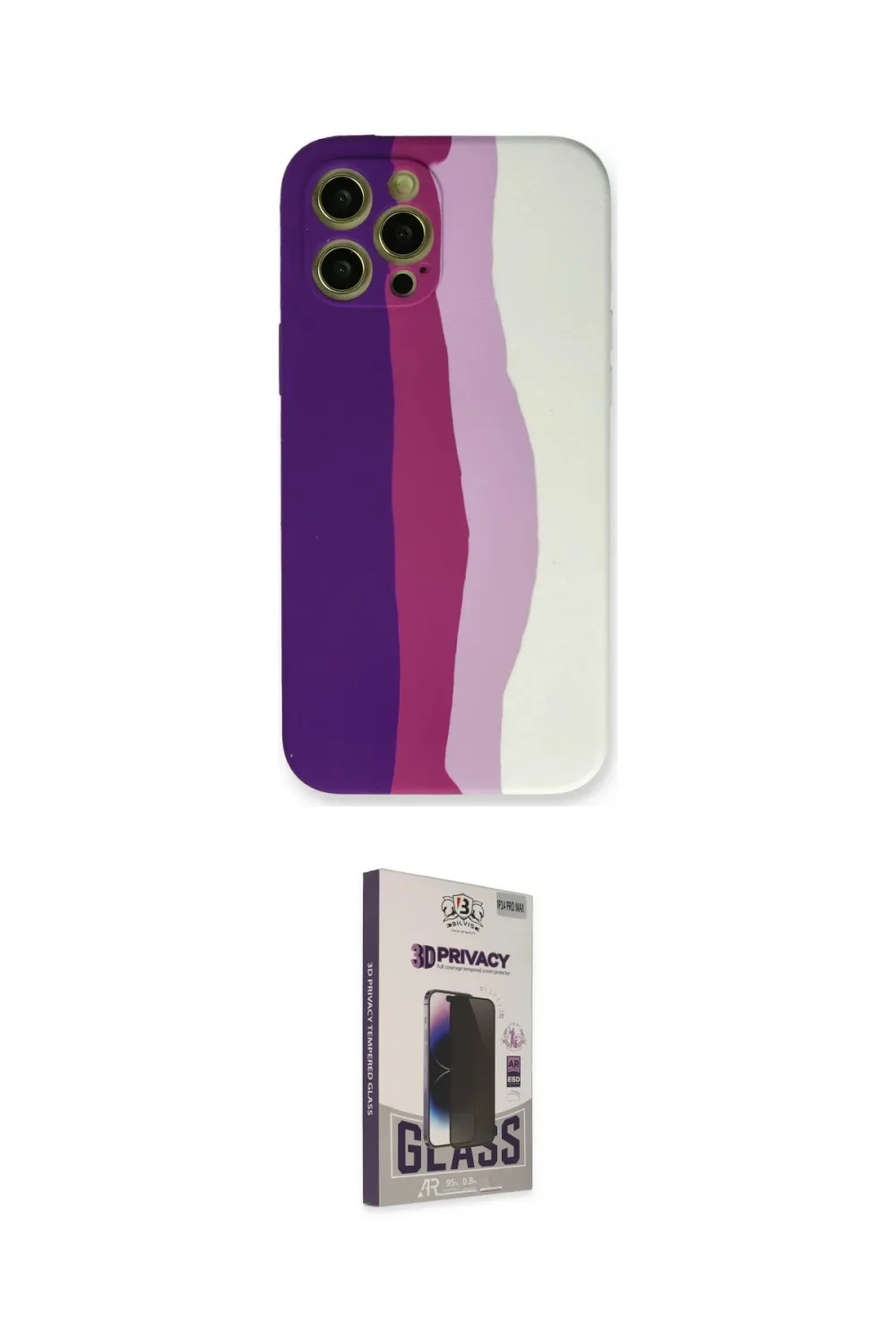 ieg™ iPhone 12 Pro Max Kılıf Yadigar Çizgi - Siyah Bilvis Hayalet Cam Ekran Koruyucu