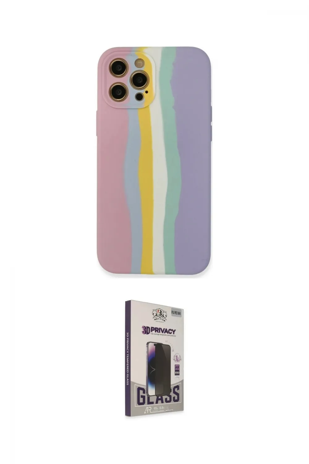 ieg™ iPhone 12 Pro Max Kılıf Yadigar Çizgi - Siyah Bilvis Hayalet Cam Ekran Koruyucu