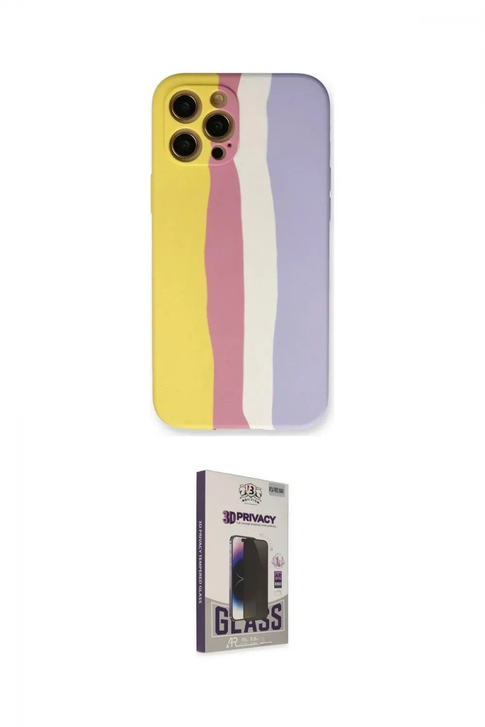 ieg™ iPhone 12 Pro Max Kılıf Yadigar Çizgi - Siyah Bilvis Hayalet Cam Ekran Koruyucu