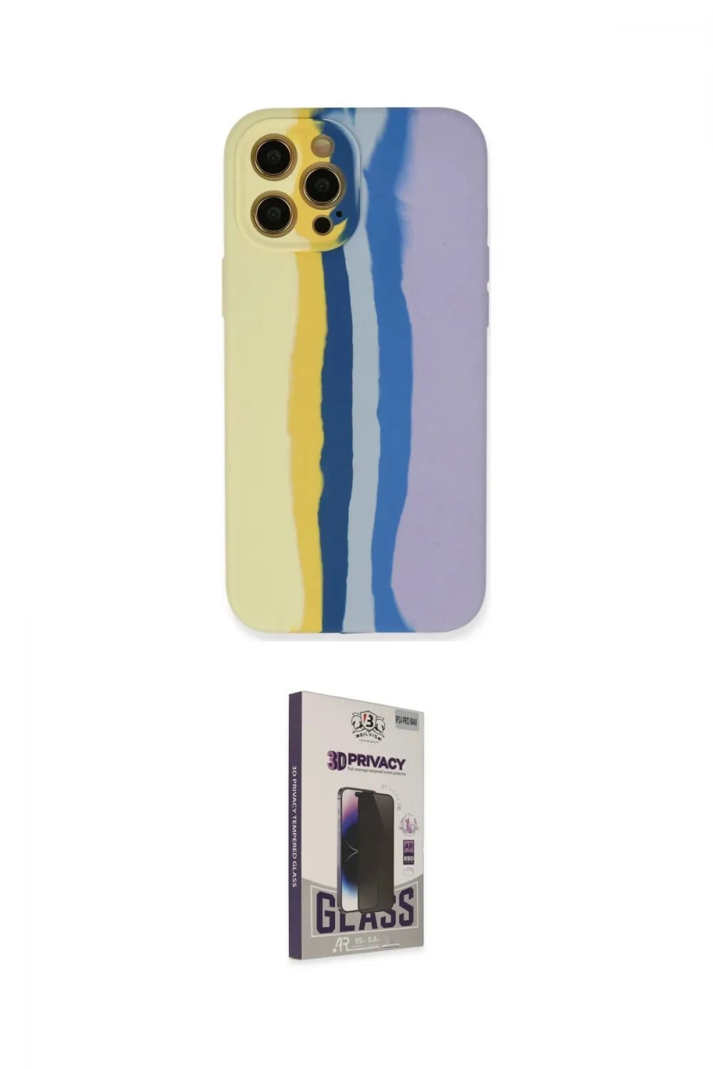 ieg™ iPhone 12 Pro Max Kılıf Yadigar Çizgi - Siyah Bilvis Hayalet Cam Ekran Koruyucu