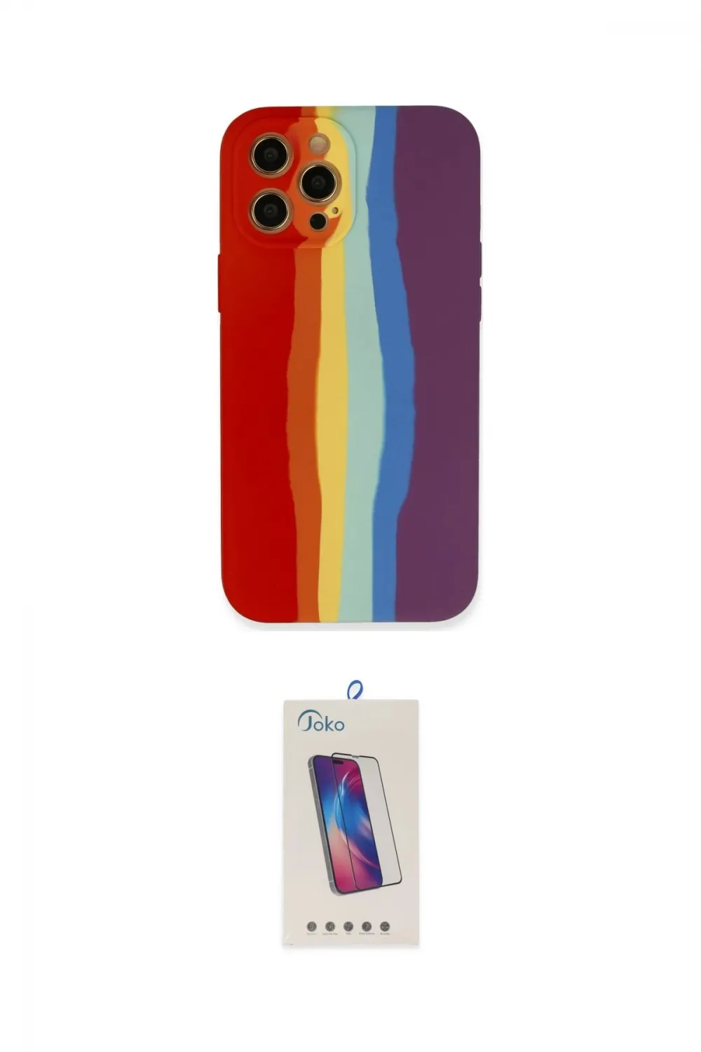 ieg™ iPhone 12 Pro Max Kılıf Yadigar Çizgi - Siyah Joko 5D Cam