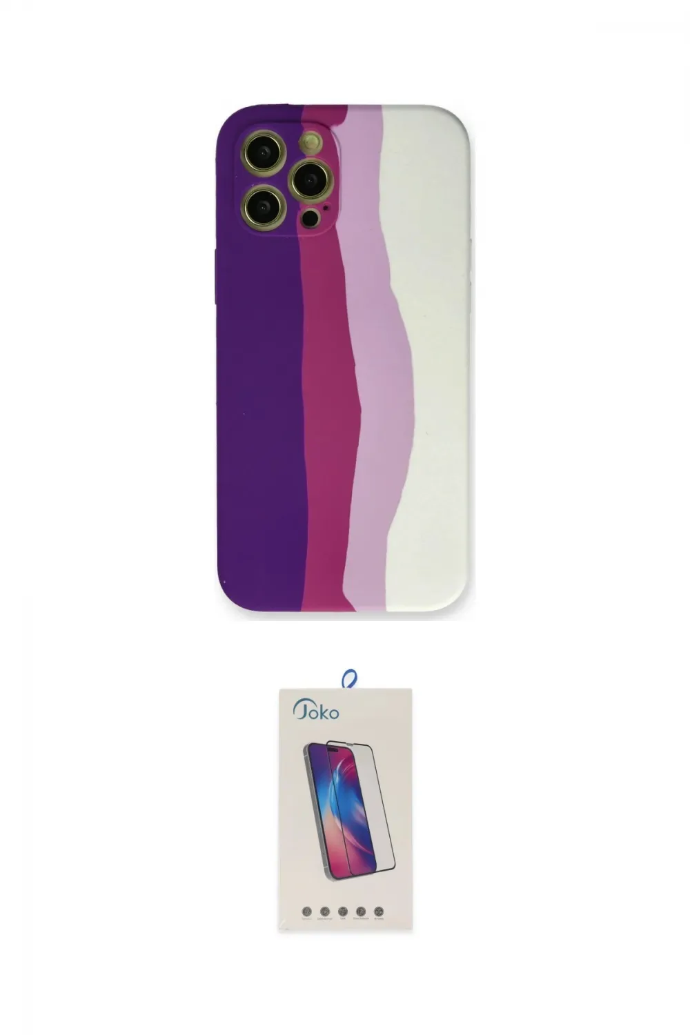 ieg™ iPhone 12 Pro Max Kılıf Yadigar Çizgi - Siyah Joko 5D Cam