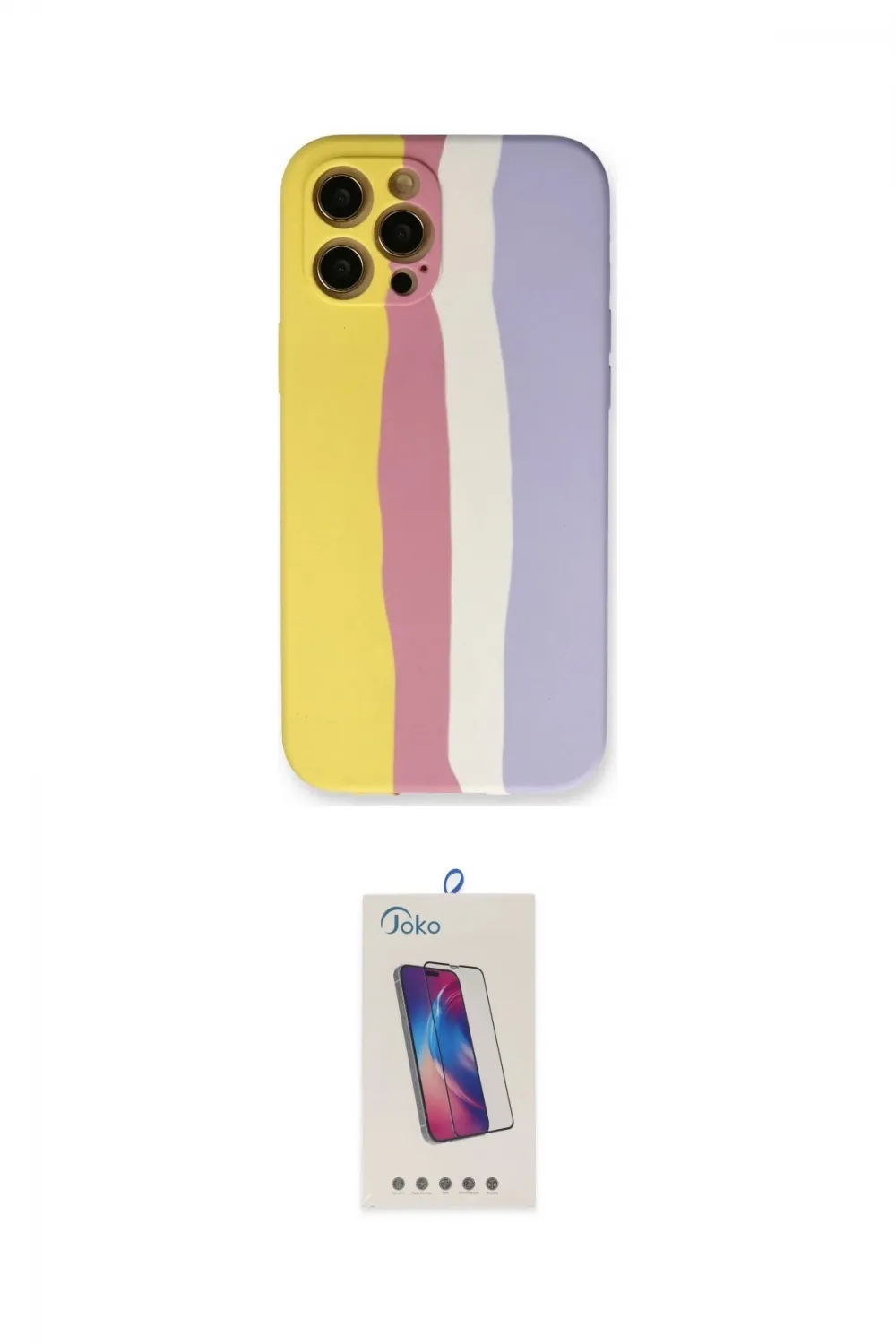 ieg™ iPhone 12 Pro Max Kılıf Yadigar Çizgi - Siyah Joko 5D Cam
