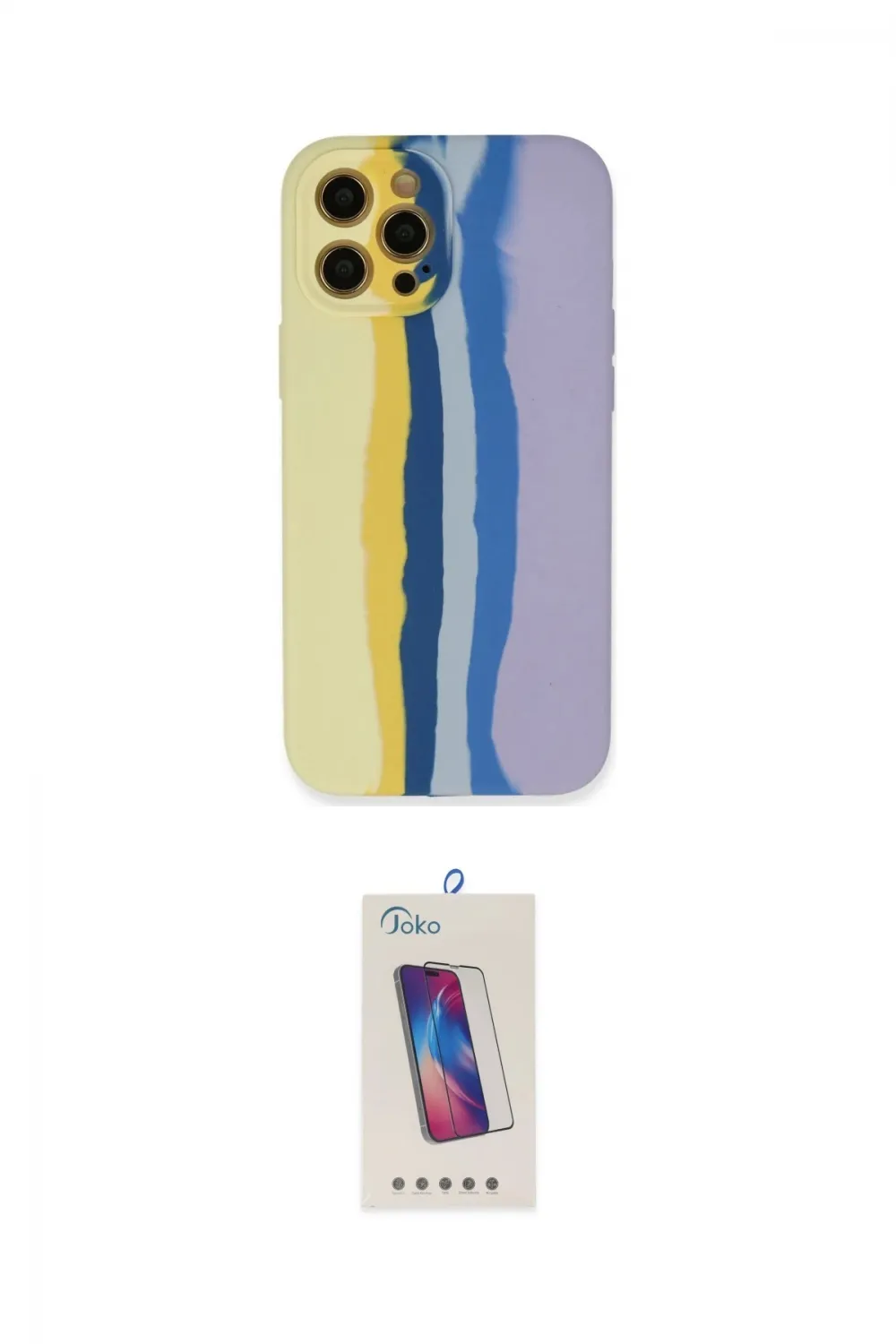 ieg™ iPhone 12 Pro Max Kılıf Yadigar Çizgi - Siyah Joko 5D Cam