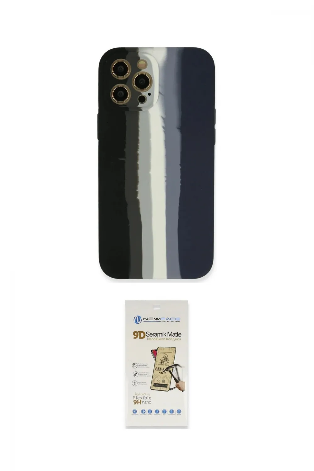 ieg™ iPhone 12 Pro Max Kılıf Yadigar Çizgi - Siyah Mat Seramik Nano Ekran Koruyucu