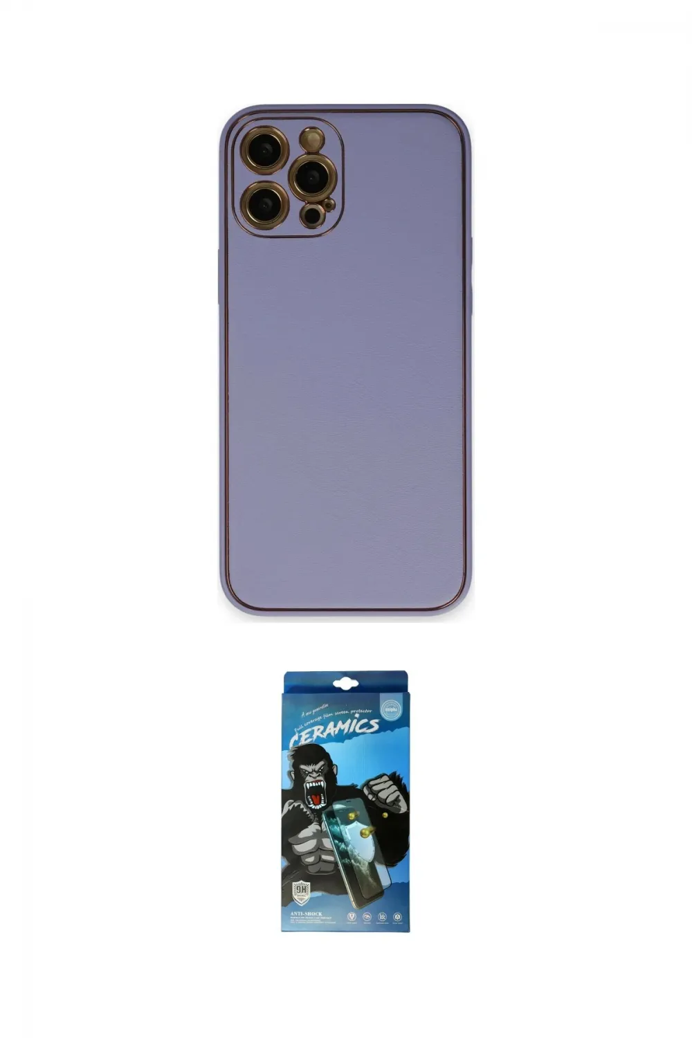 ieg™ iPhone 12 Pro Max Kılıf Yadigar Klasik - Siyah 34D Izgaralı Cam