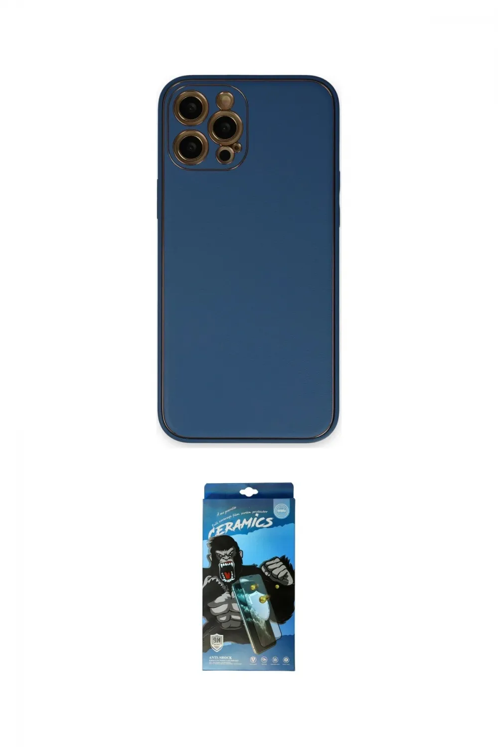 ieg™ iPhone 12 Pro Max Kılıf Yadigar Klasik - Siyah 34D Izgaralı Cam
