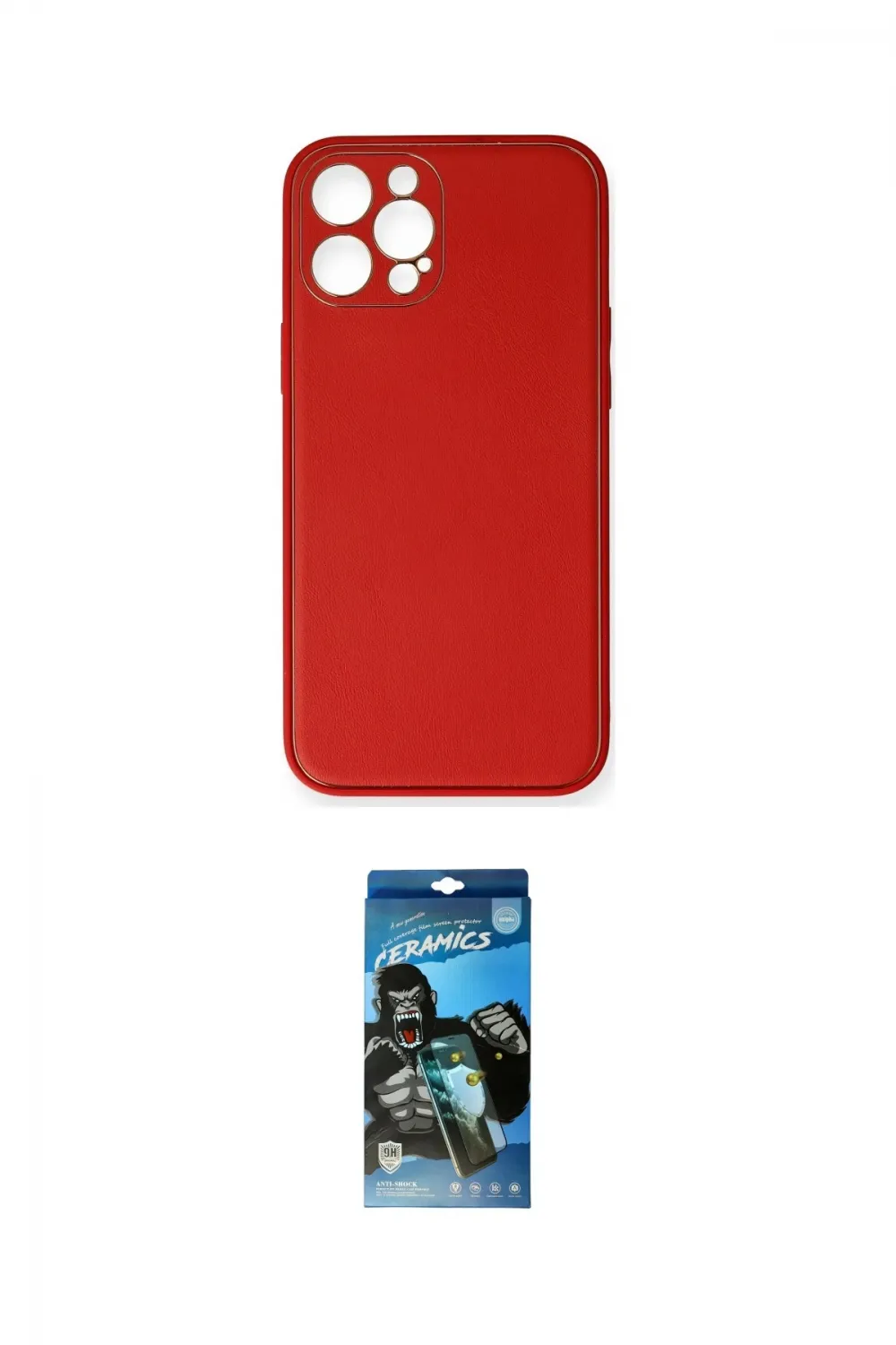 ieg™ iPhone 12 Pro Max Kılıf Yadigar Klasik - Siyah 34D Izgaralı Cam