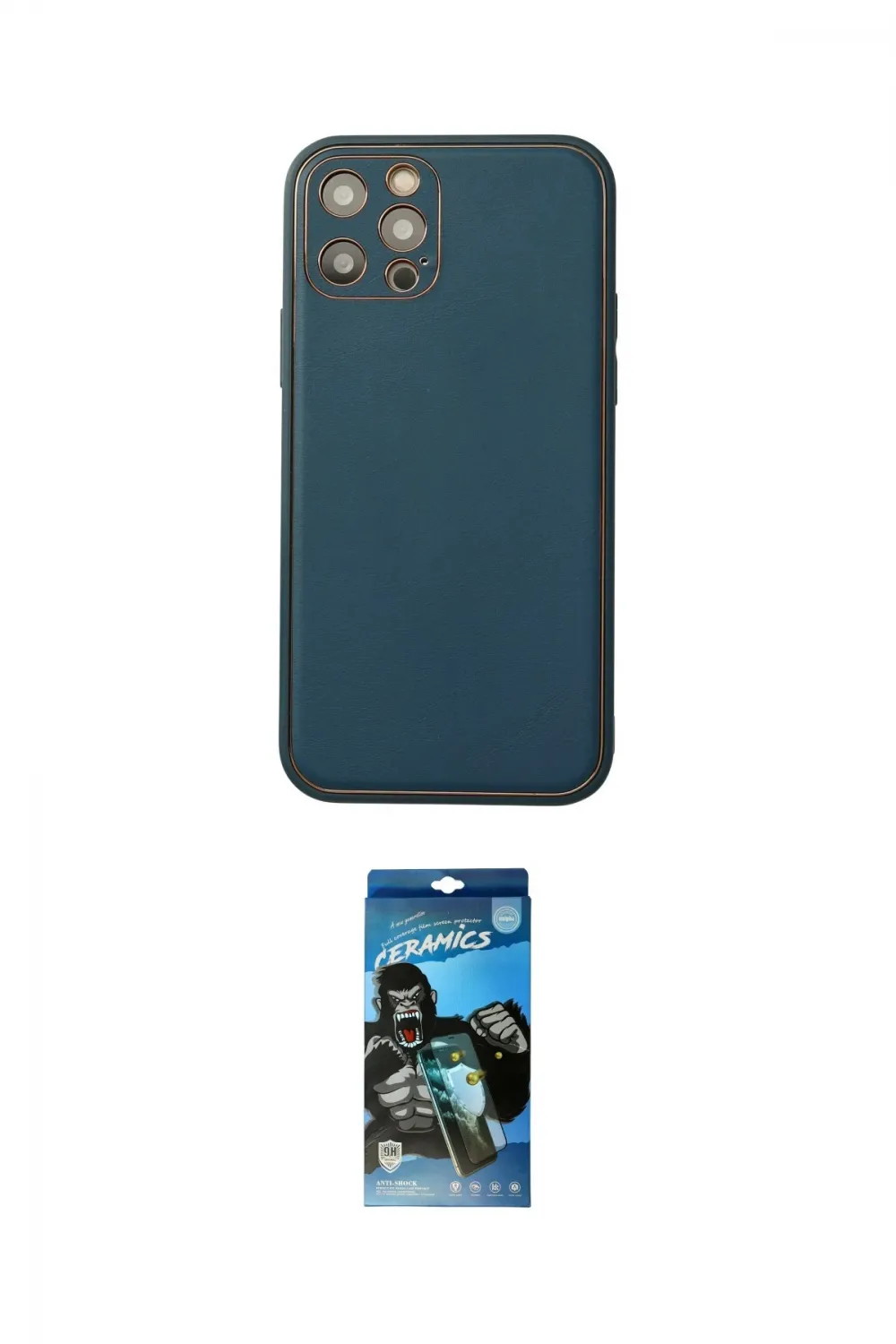 ieg™ iPhone 12 Pro Max Kılıf Yadigar Klasik - Siyah 34D Izgaralı Cam