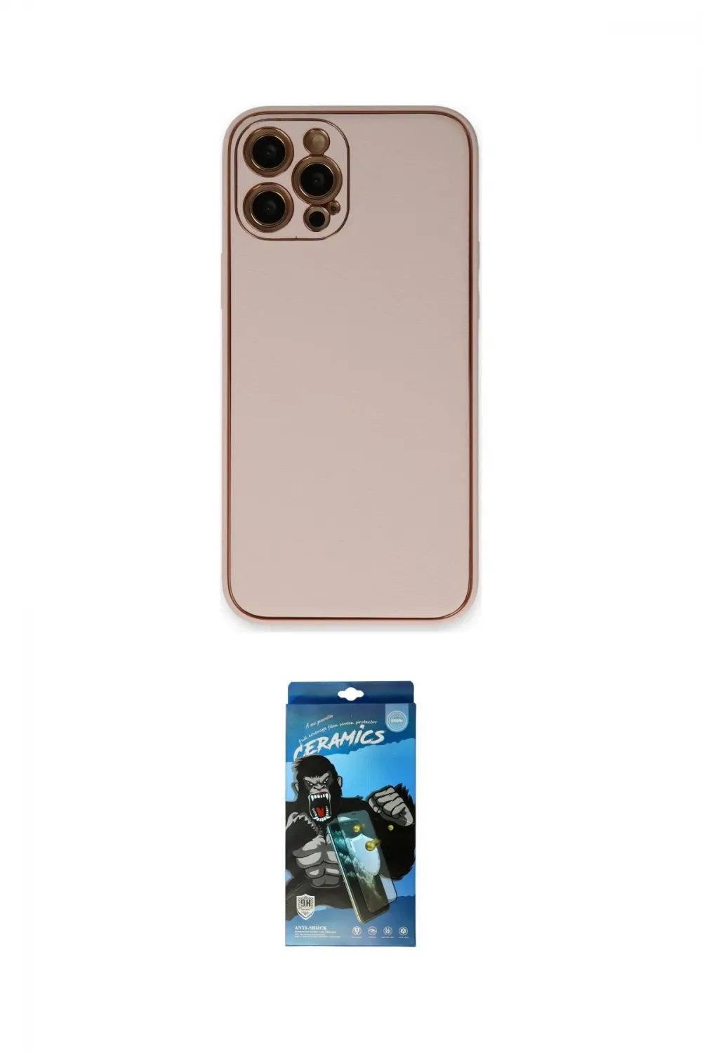 ieg™ iPhone 12 Pro Max Kılıf Yadigar Klasik - Siyah 34D Izgaralı Cam