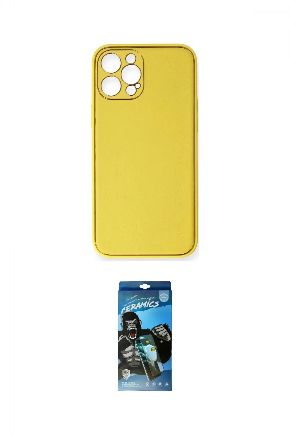 ieg™ iPhone 12 Pro Max Kılıf Yadigar Klasik - Siyah 34D Izgaralı Cam