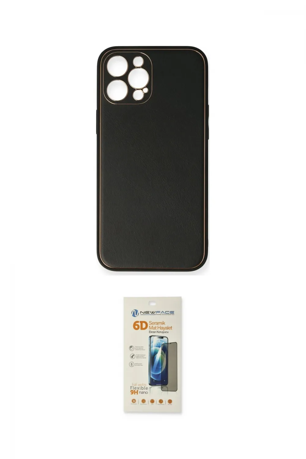 ieg™ iPhone 12 Pro Max Kılıf Yadigar Klasik - Siyah 6D Mat Seramik Hayalet Nano Ekran Koruyucu
