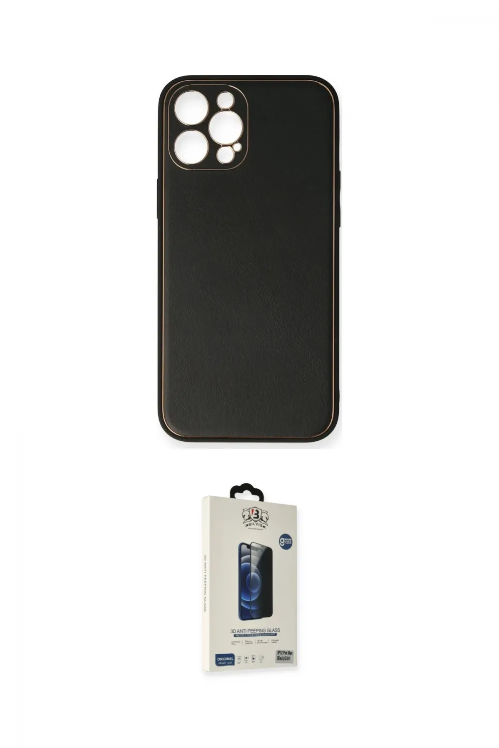 ieg™ iPhone 12 Pro Max Kılıf Yadigar Klasik - Siyah Bilvis Hayalet Cam Ekran Koruyucu