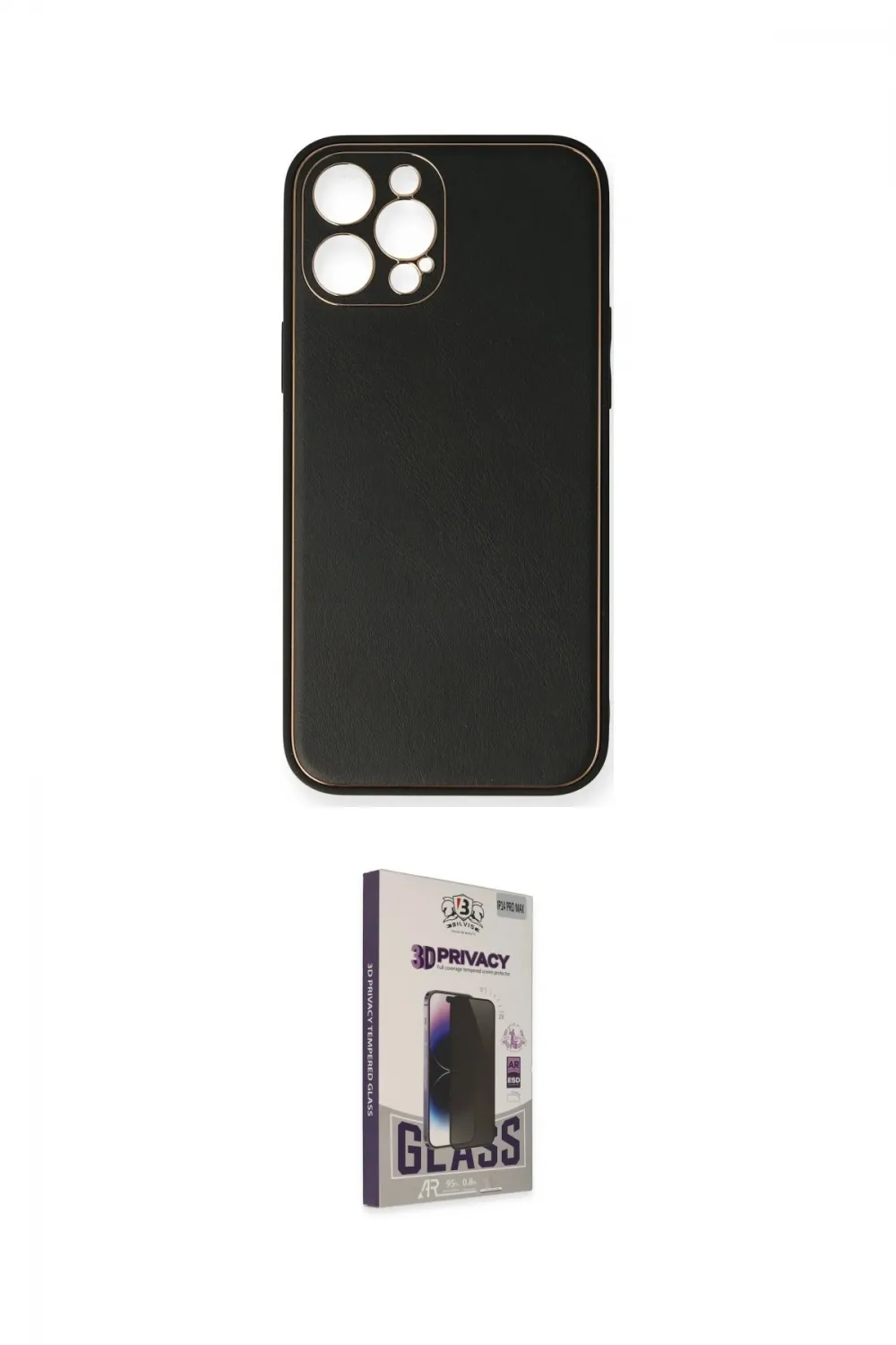 ieg™ iPhone 12 Pro Max Kılıf Yadigar Klasik - Siyah Bilvis Hayalet Cam Ekran Koruyucu