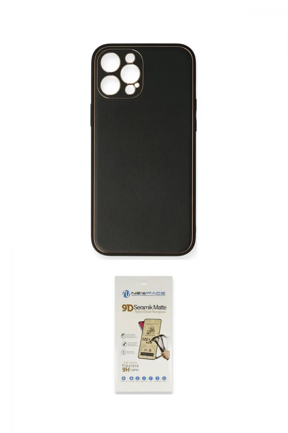 ieg™ iPhone 12 Pro Max Kılıf Yadigar Klasik - Siyah Mat Seramik Nano Ekran Koruyucu