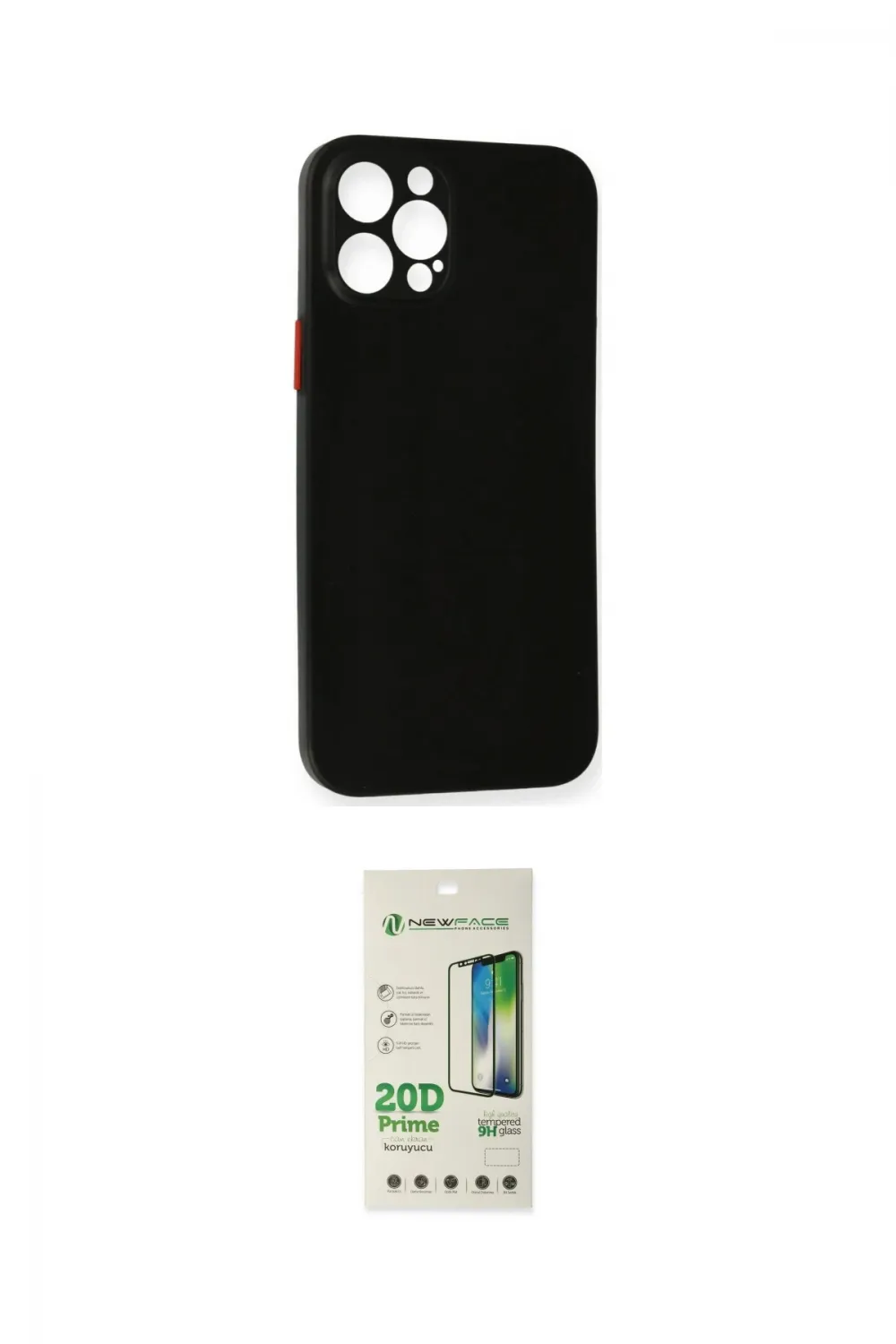 ieg™ iPhone 12 Pro Max Kılıf Yadigar Yansıma Serisi - Siyah 20D Premium Cam Ekran Koruyucu