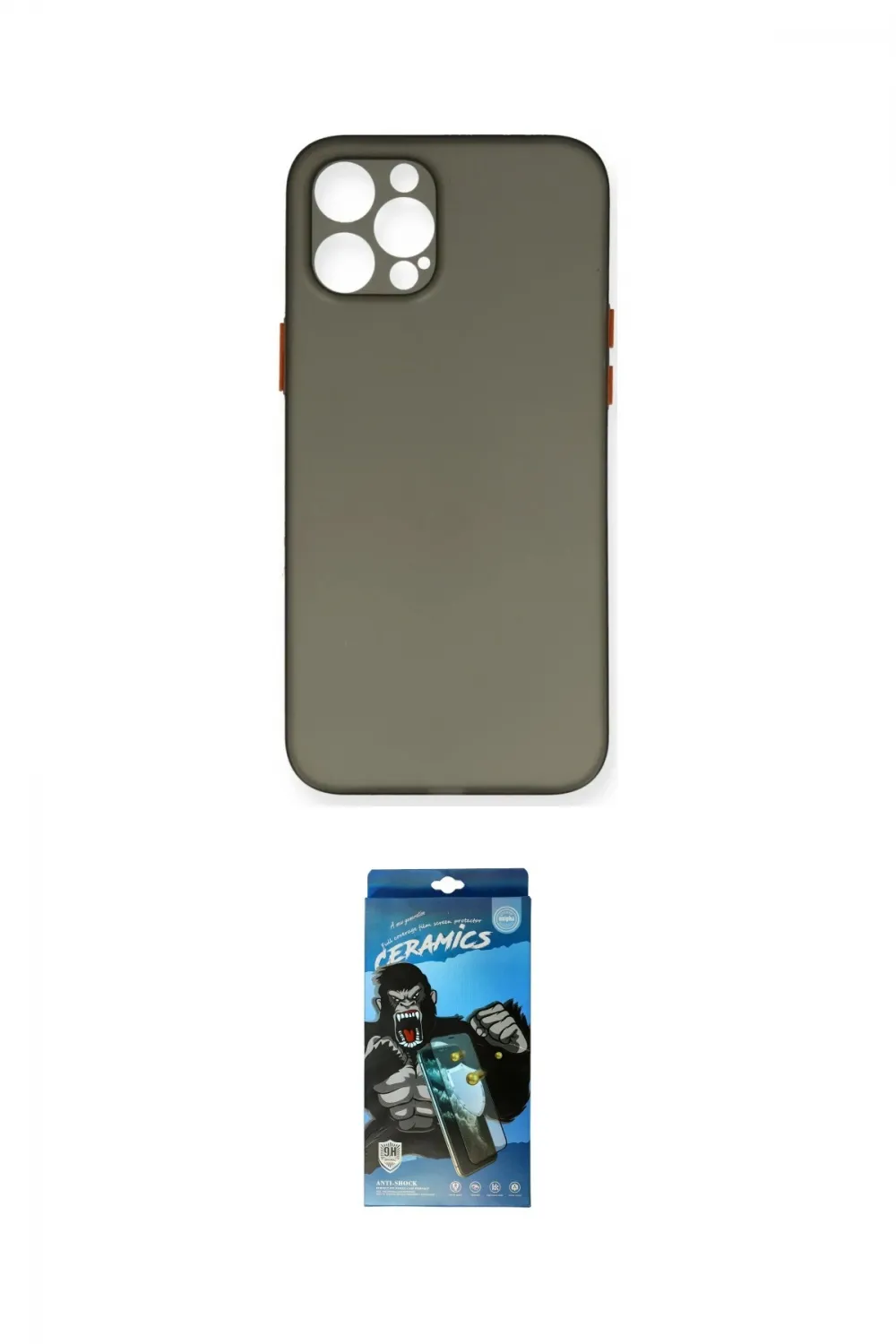 ieg™ iPhone 12 Pro Max Kılıf Yadigar Yansıma Serisi - Siyah 34D Izgaralı Cam