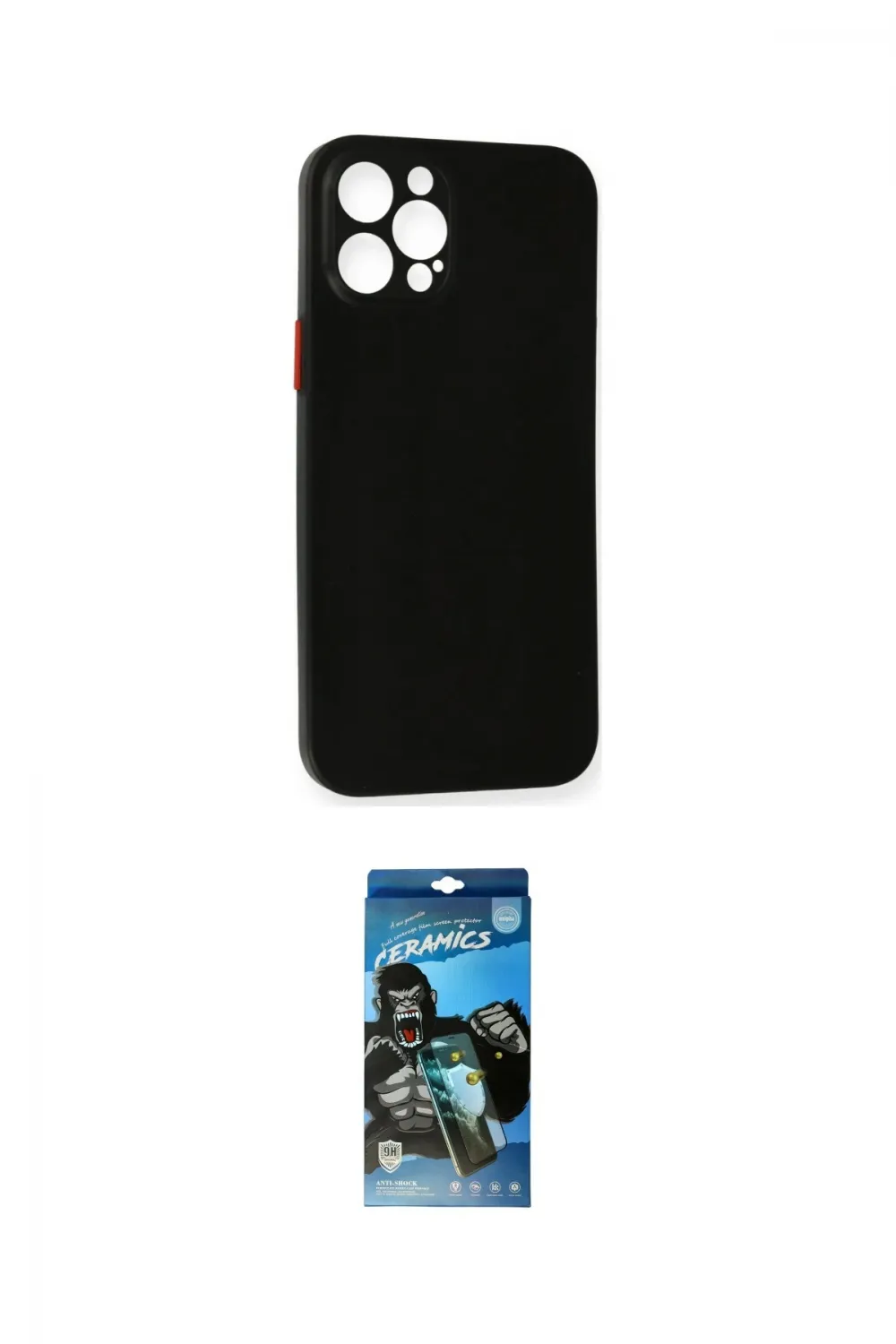 ieg™ iPhone 12 Pro Max Kılıf Yadigar Yansıma Serisi - Siyah 34D Izgaralı Cam