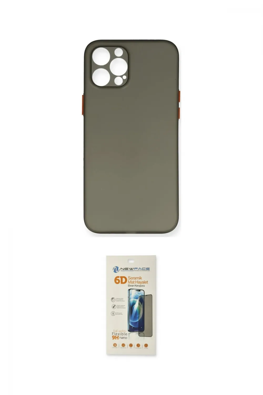 ieg™ iPhone 12 Pro Max Kılıf Yadigar Yansıma Serisi - Siyah 6D Mat Seramik Hayalet Nano Ekran Koruyucu