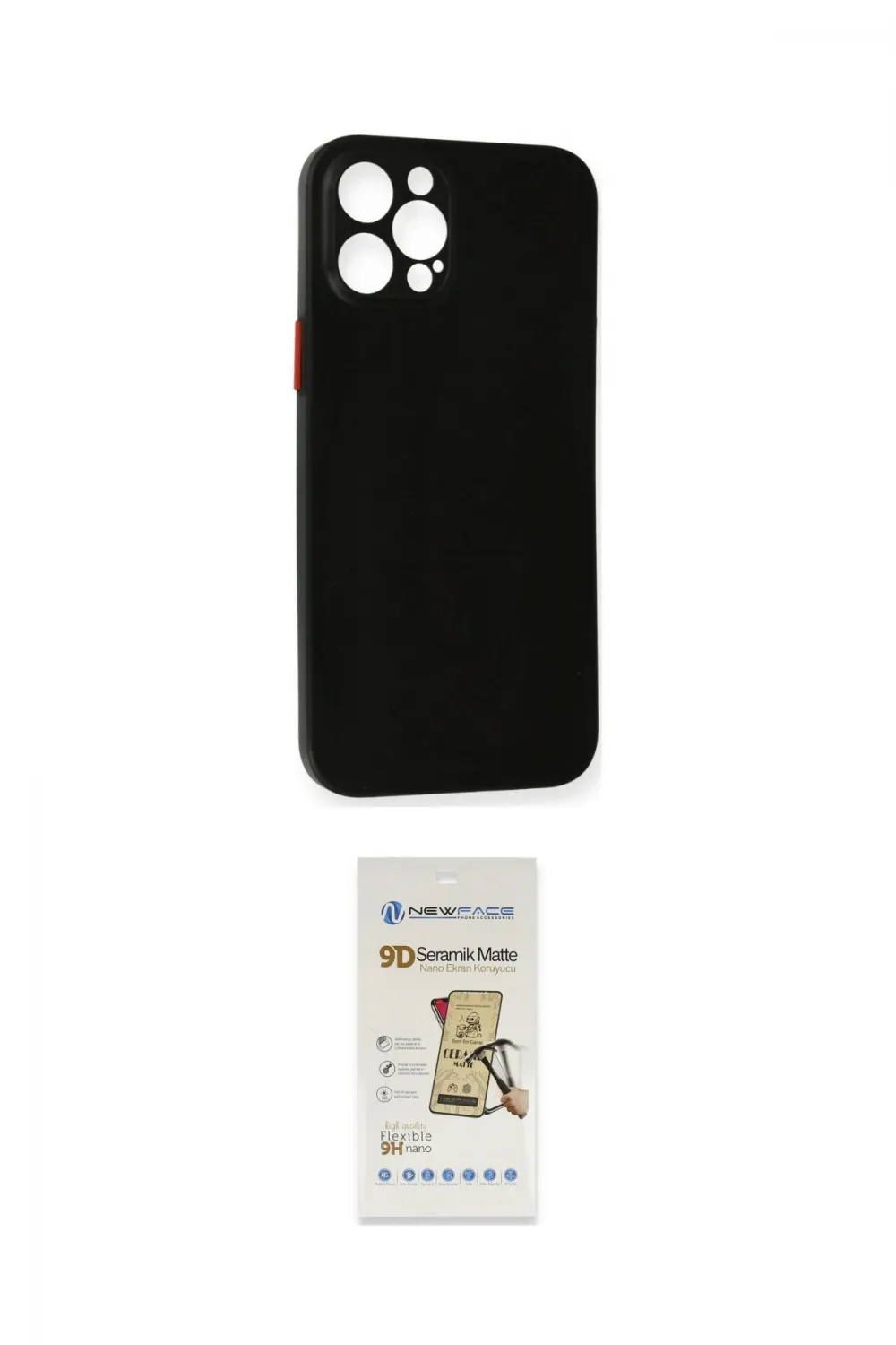 ieg™ iPhone 12 Pro Max Kılıf Yadigar Yansıma Serisi - Siyah Mat Seramik Nano Ekran Koruyucu