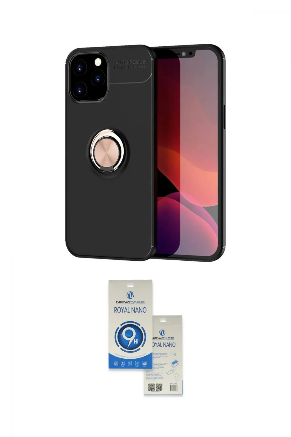 ieg™ iPhone 12 Pro Max Kılıf Yankı Form Prime - Şeffaf Royal Nano Ekran Koruyucu
