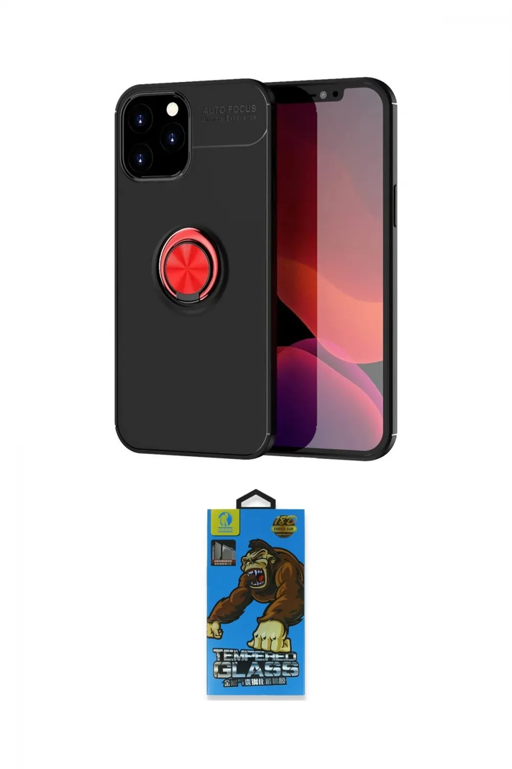 ieg™ iPhone 12 Pro Max Kılıf Yankı Form Prime - Siyah 18D Cam Ekran Koruyucu