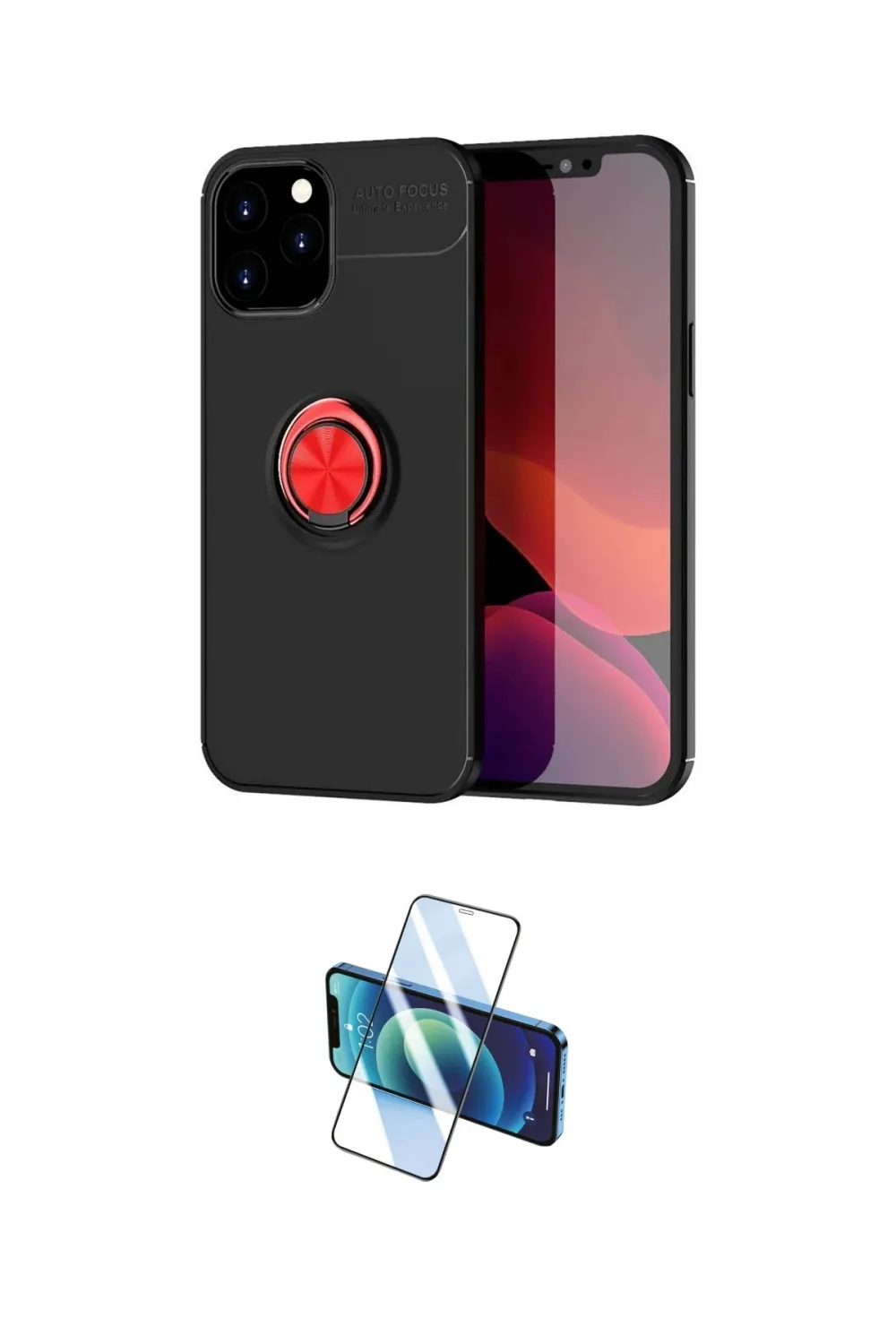 ieg™ iPhone 12 Pro Max Kılıf Yankı Form Prime - Siyah 3D Antistatik Cam Ekran Koruyucu