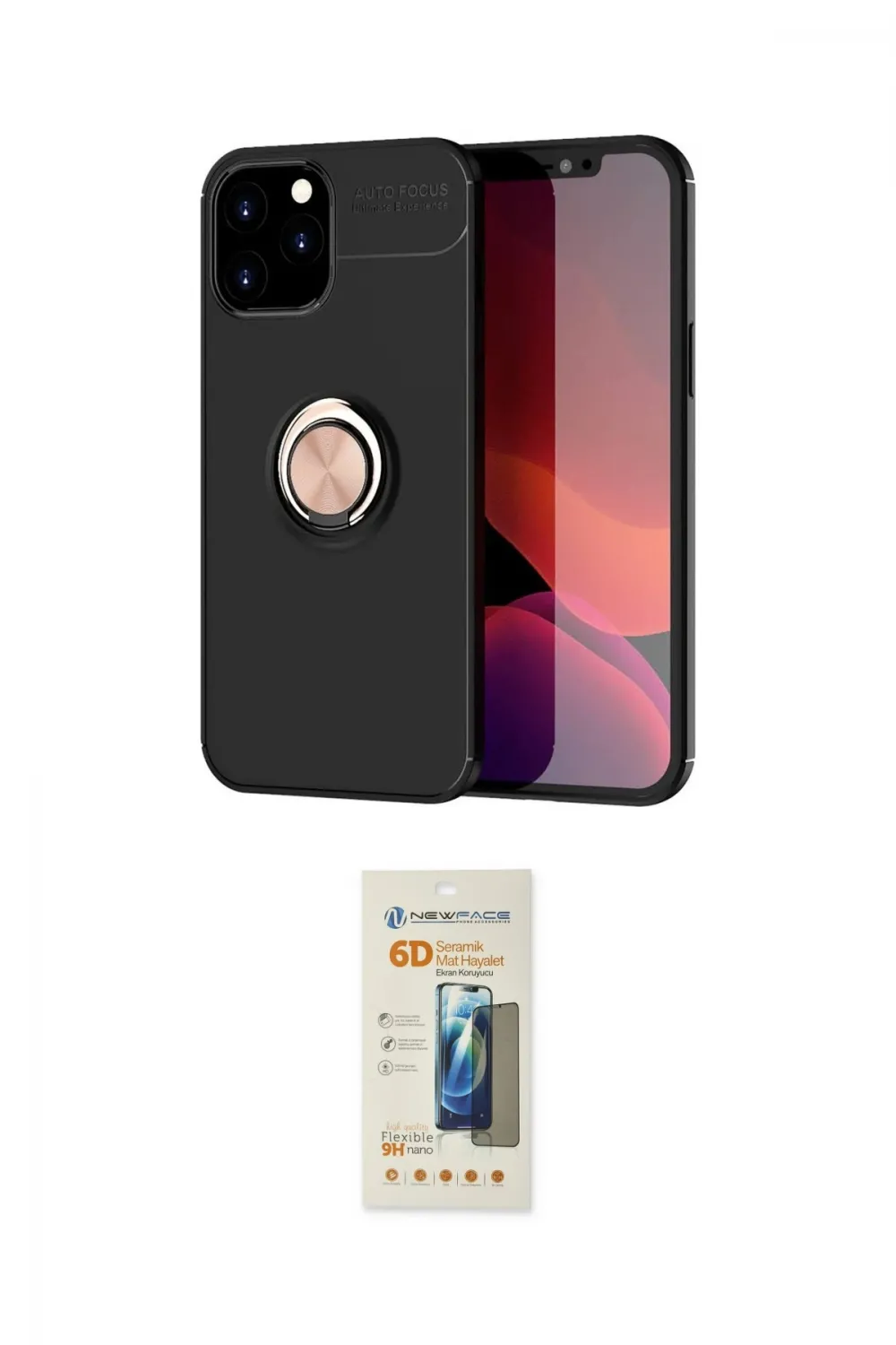 ieg™ iPhone 12 Pro Max Kılıf Yankı Form Prime - Siyah 6D Mat Seramik Hayalet Nano Ekran Koruyucu