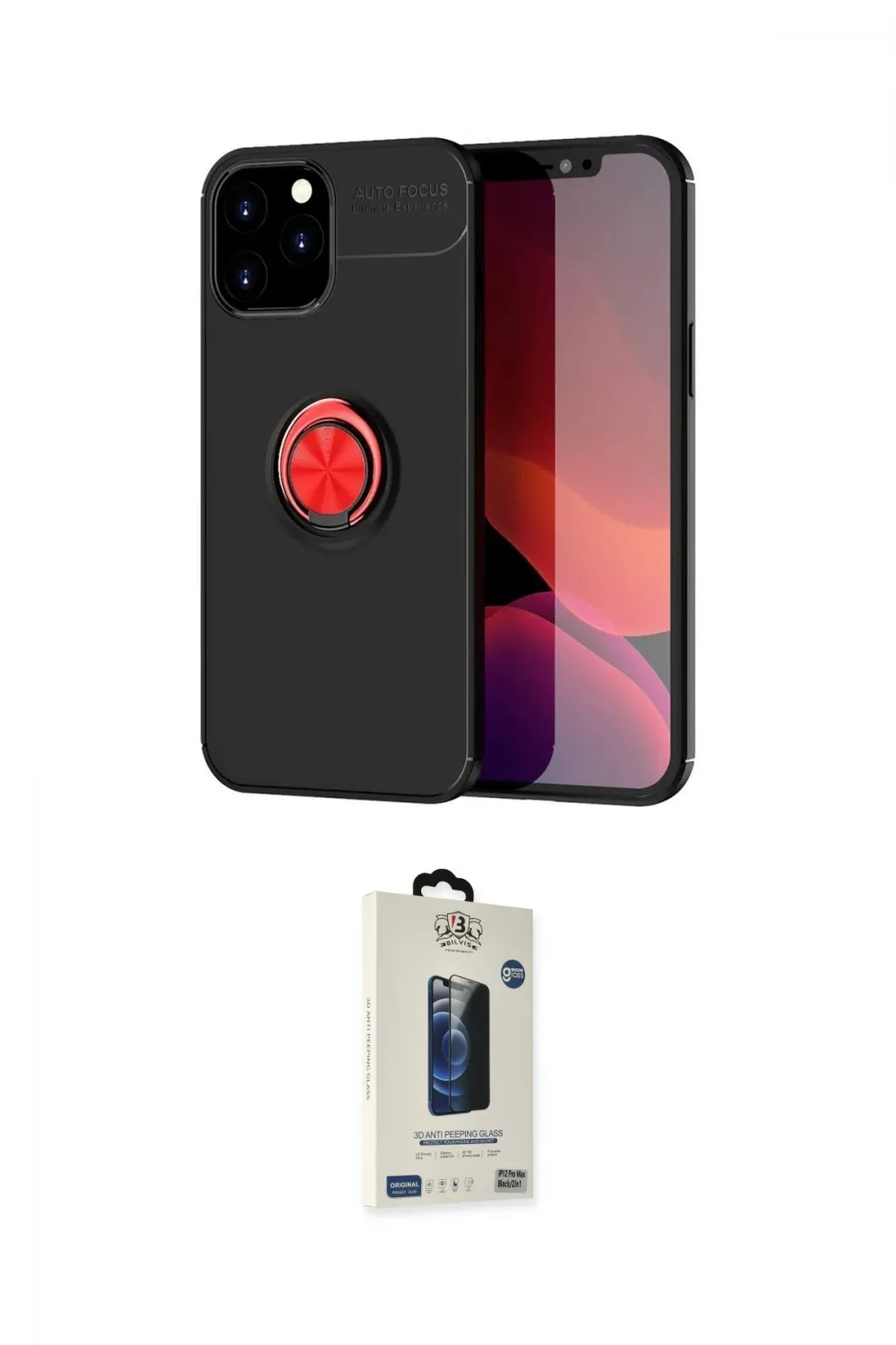 ieg™ iPhone 12 Pro Max Kılıf Yankı Form Prime - Siyah Bilvis Hayalet Cam Ekran Koruyucu